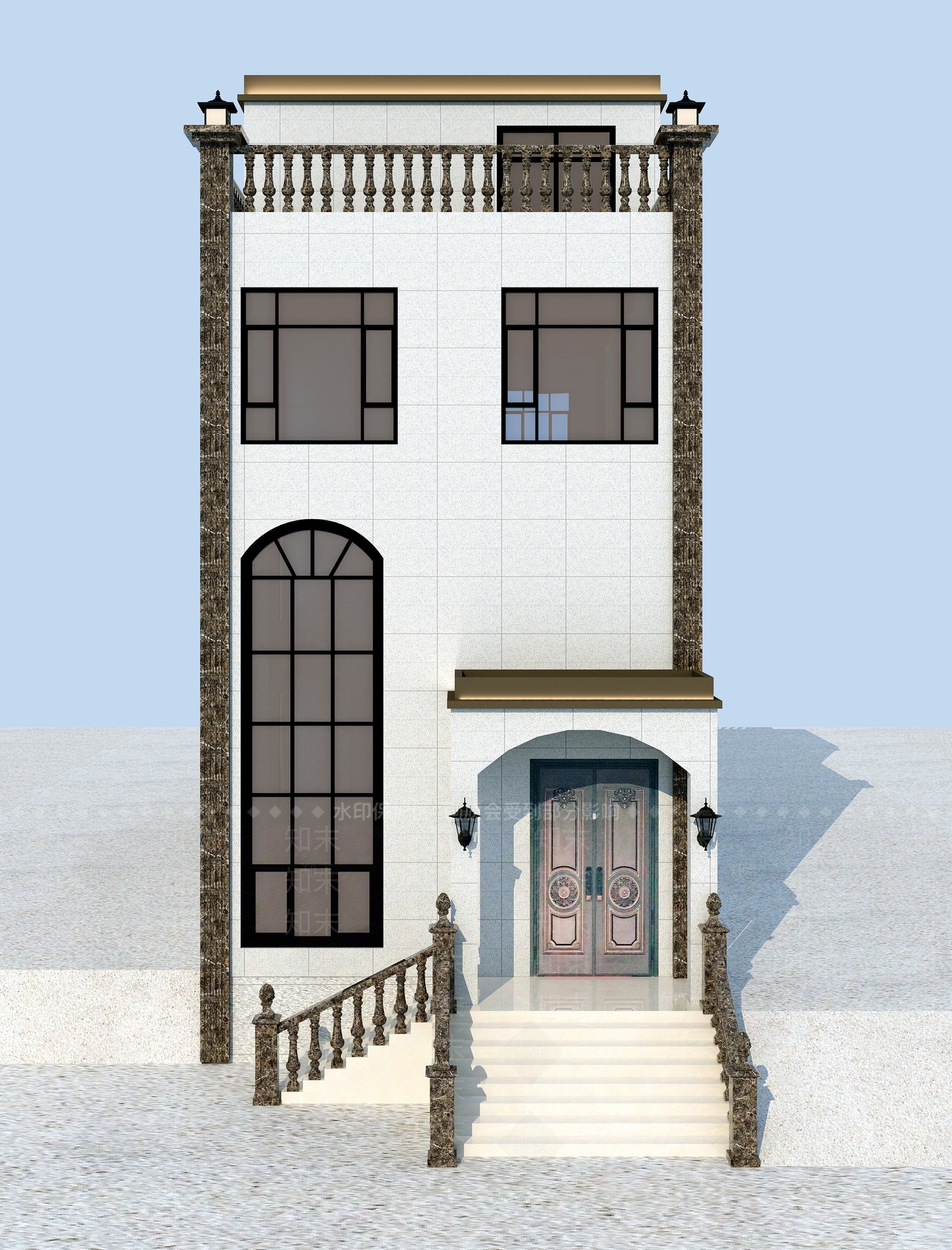 欧式现代别墅外观3D模型下载【ID:1201634621】