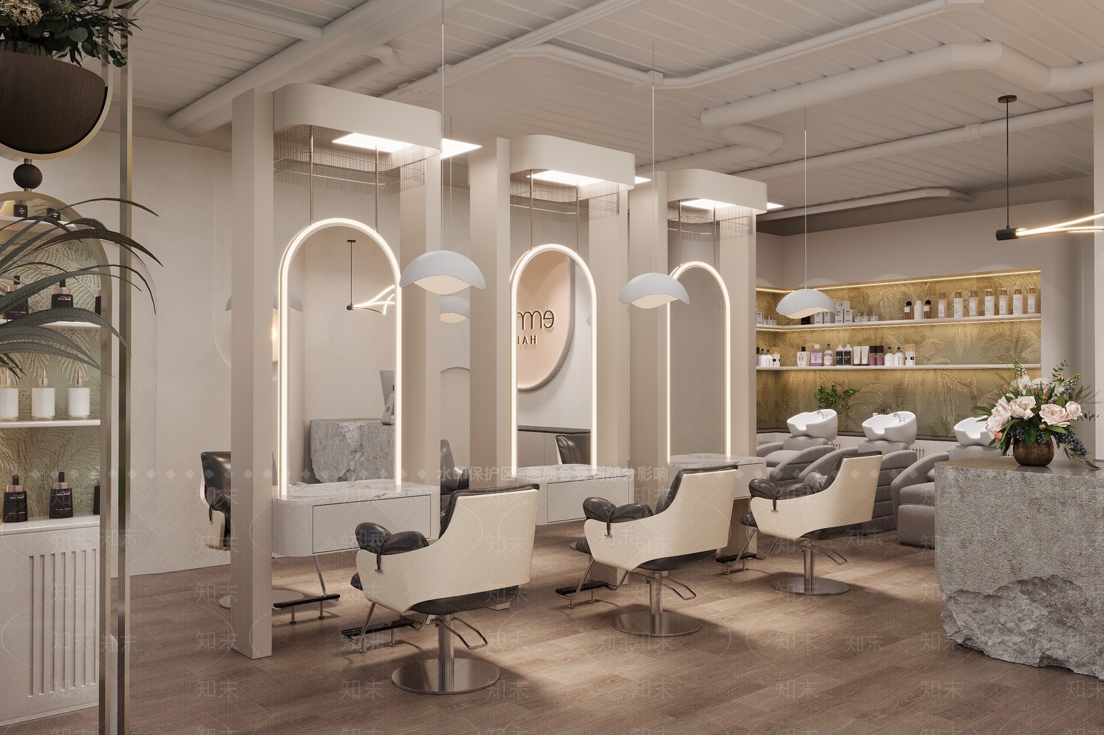 侘寂现代美发店3D模型下载【ID:1201636022】