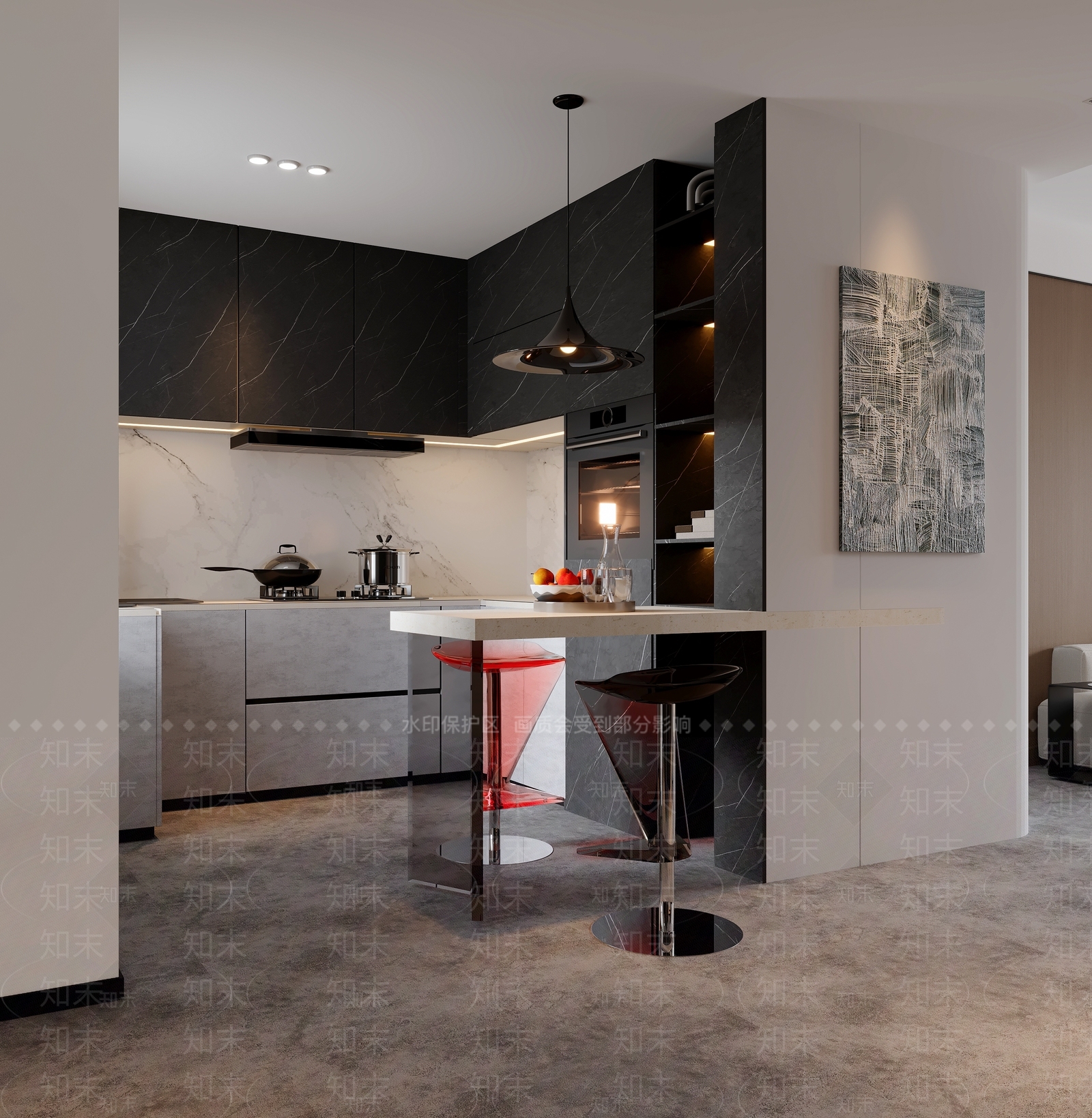 现代极简家居客厅3D模型下载【ID:1201638294】