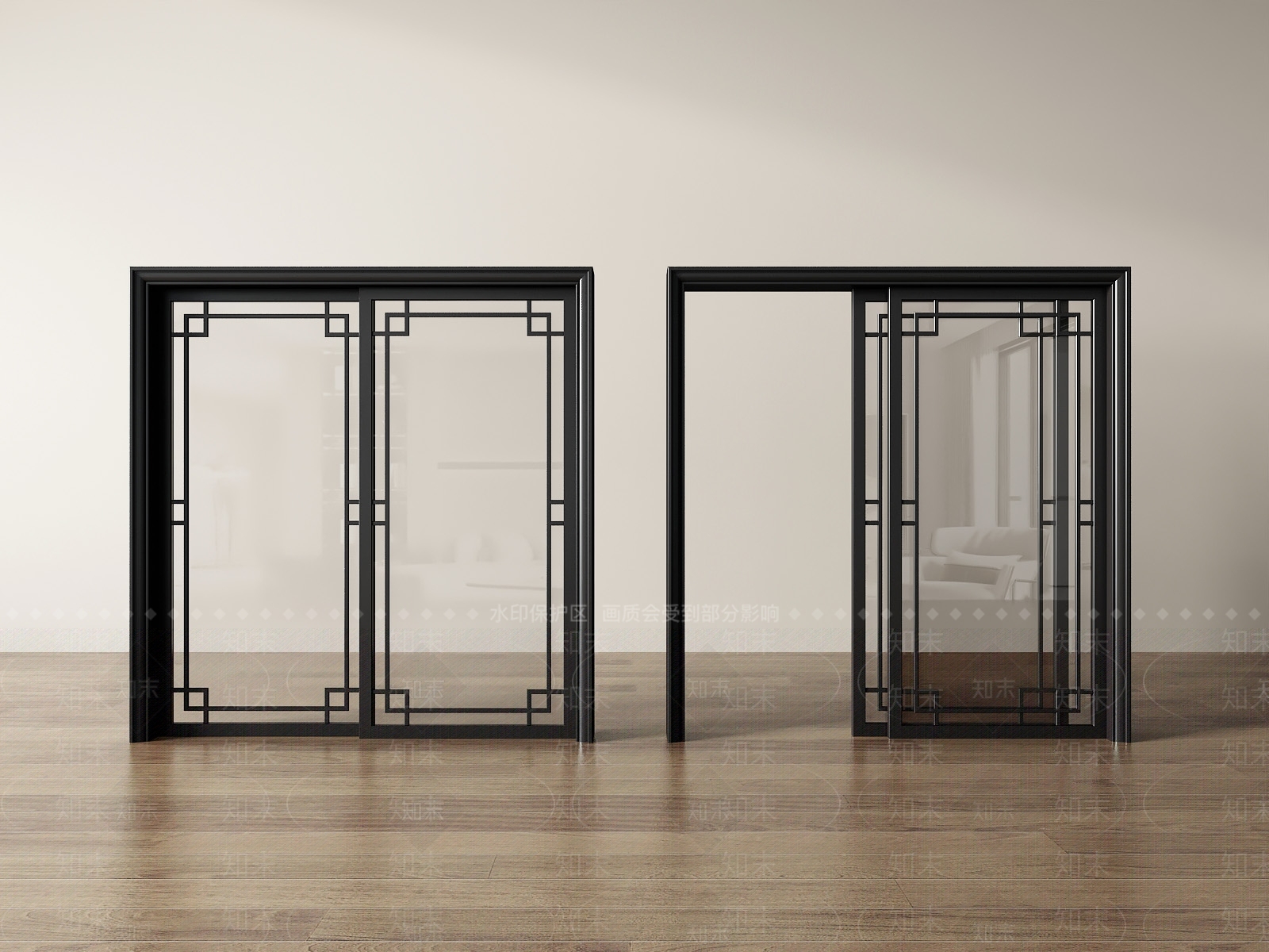 新中式中式推拉门3D模型下载【ID:1201639273】