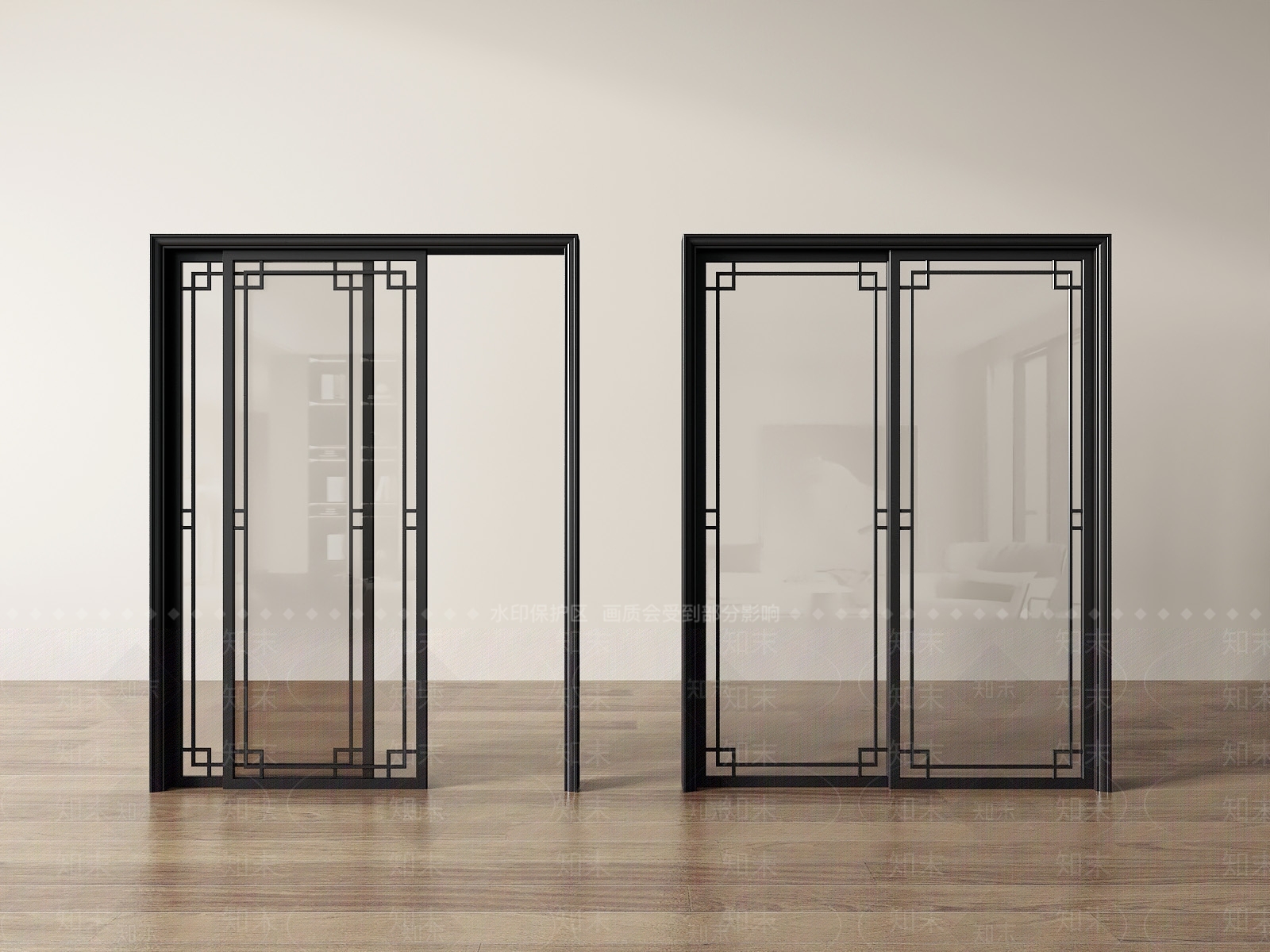 中式新中式推拉门3D模型下载【ID:1201639276】