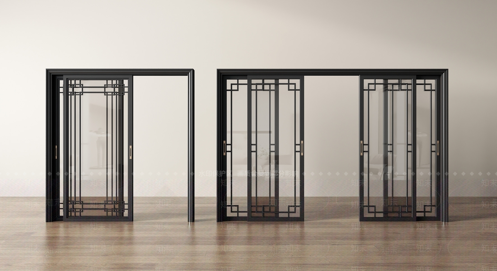 中式新中式推拉门3D模型下载【ID:1201639330】