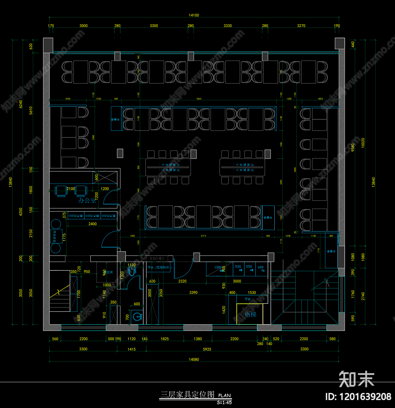 现代原木快餐店cad施工图下载【ID:1201639208】