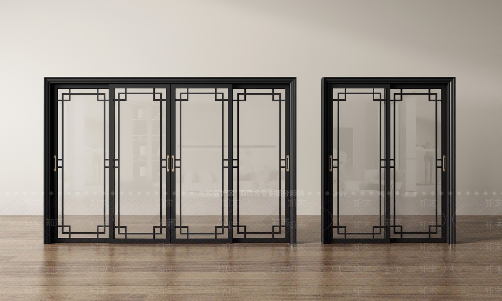 新中式中式推拉门SU模型下载【ID:1201639433】