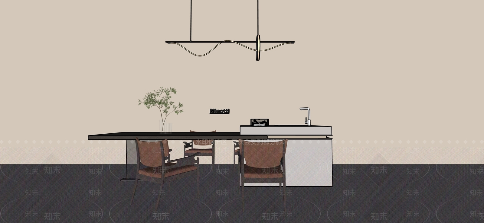 现代轻奢餐桌椅3D模型下载【ID:1201640215】