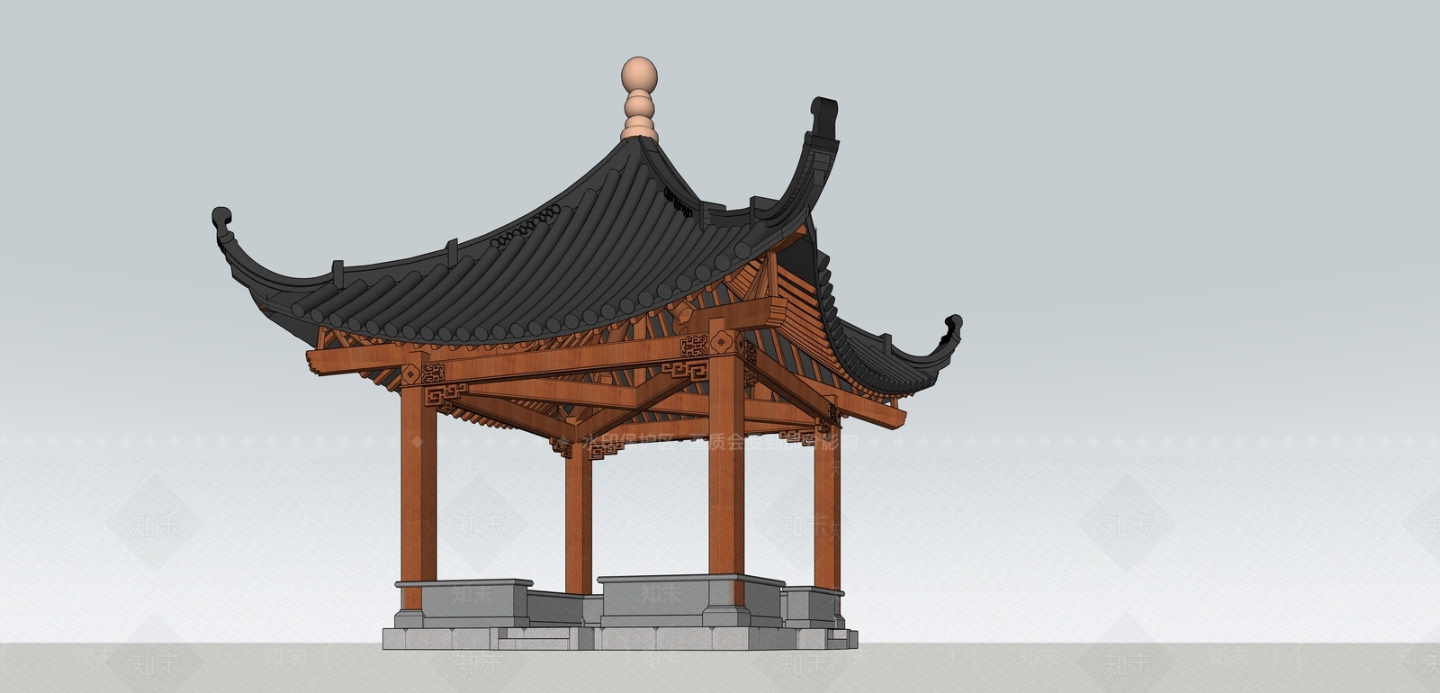 中式古建筑SU模型下载【ID:1201641150】