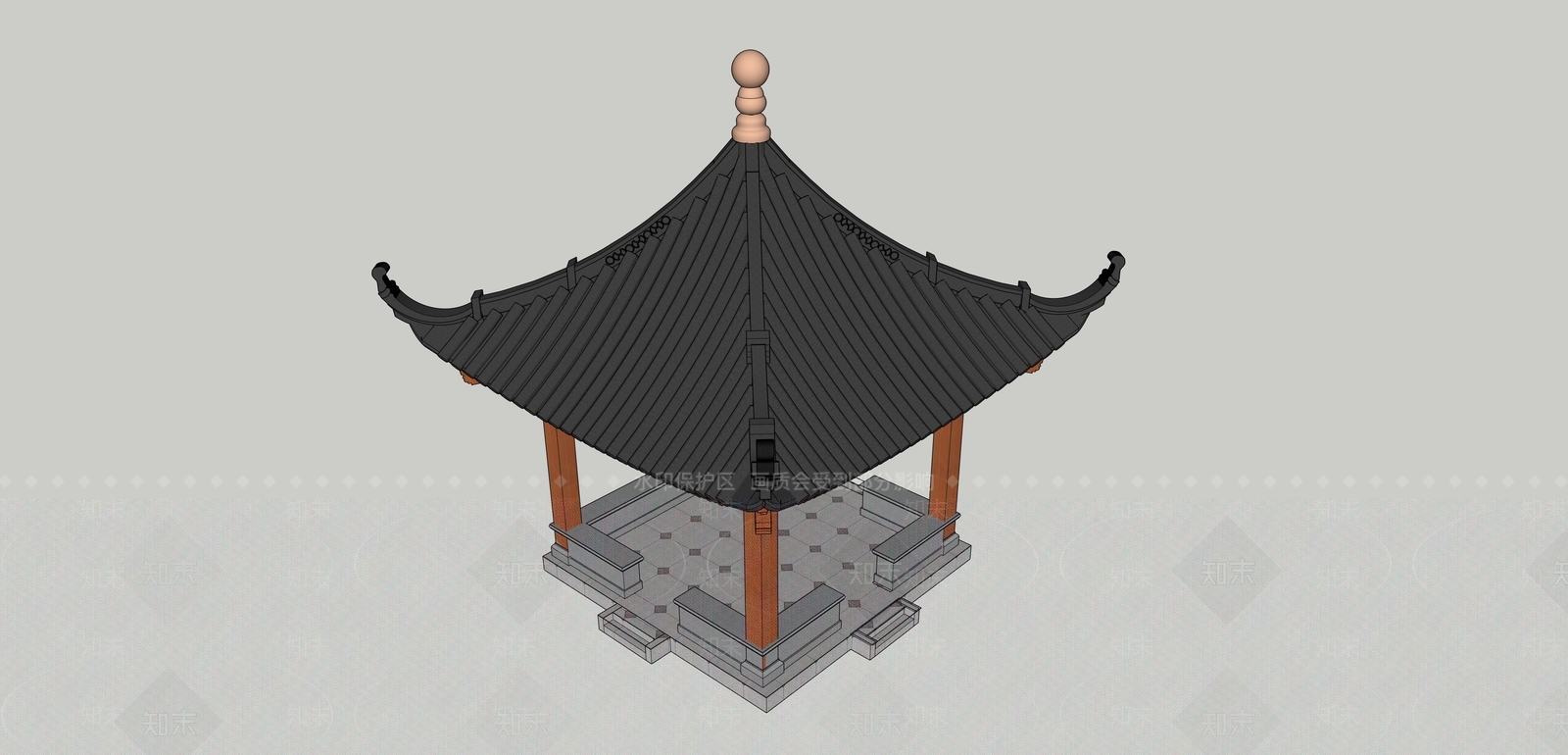 中式古建筑SU模型下载【ID:1201641150】