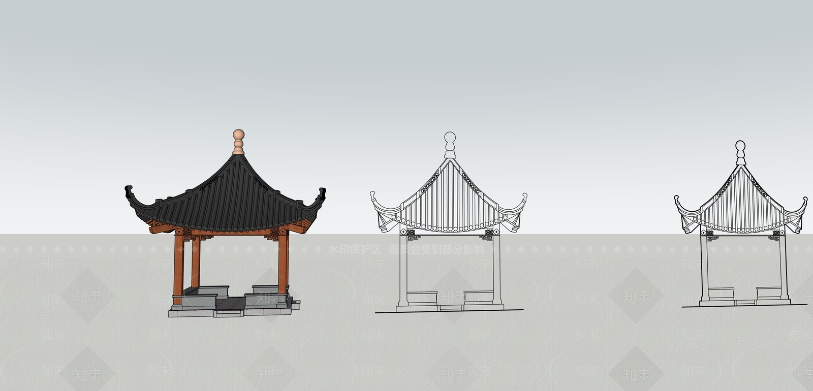 中式古建筑SU模型下载【ID:1201641150】