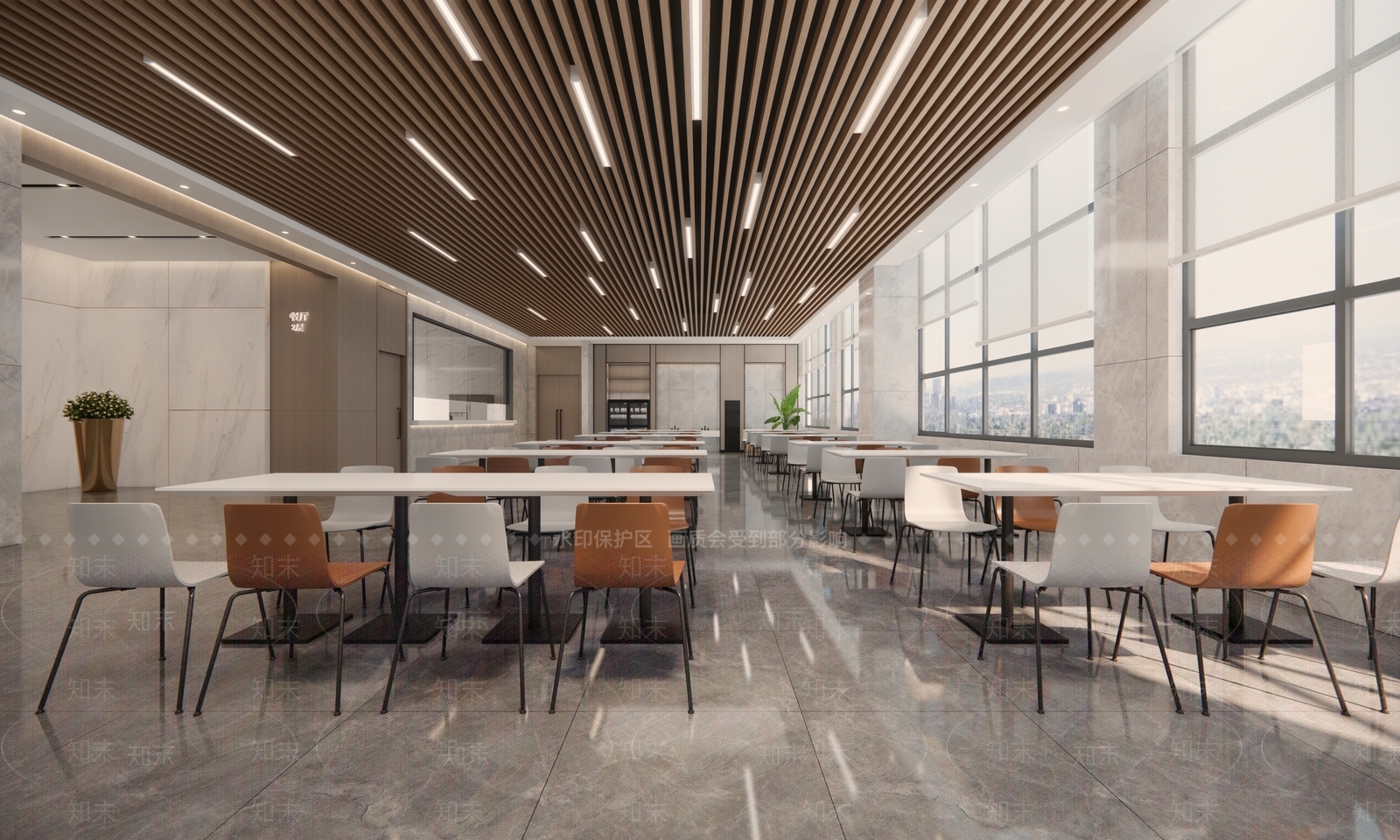 现代简约食堂SU模型下载【ID:1201641944】