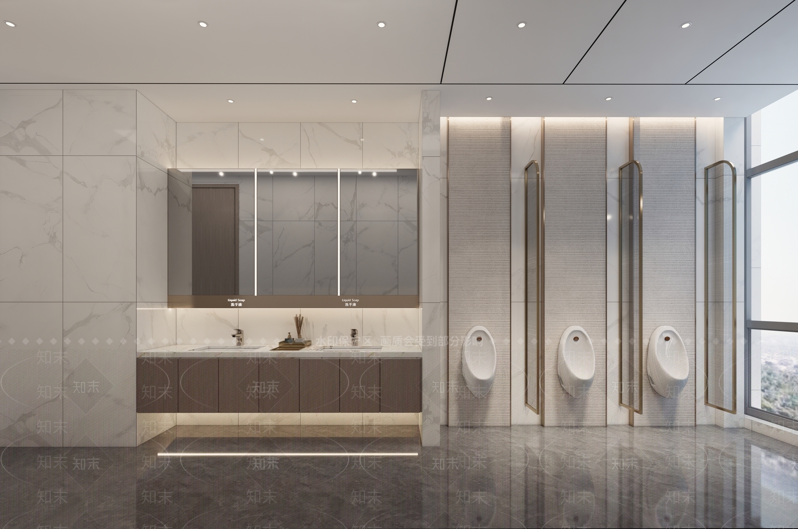 现代轻奢公共卫生间SU模型下载【ID:1201642269】