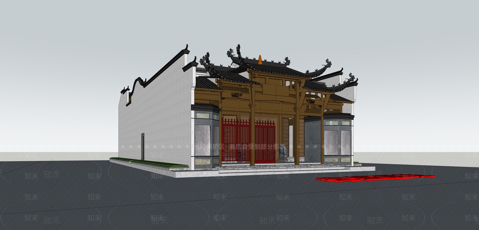 中式古建筑SU模型下载【ID:1201643314】