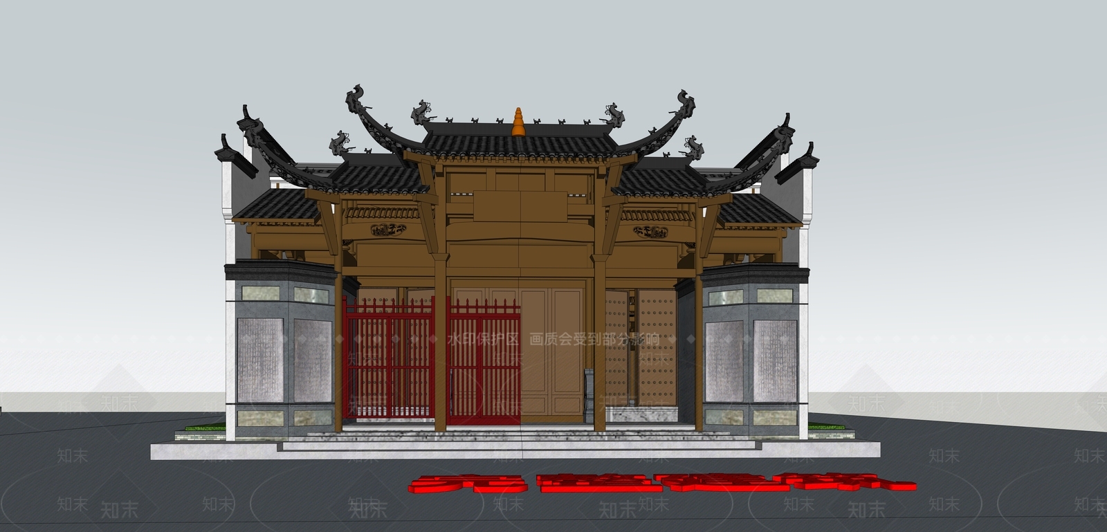 中式古建筑SU模型下载【ID:1201643314】