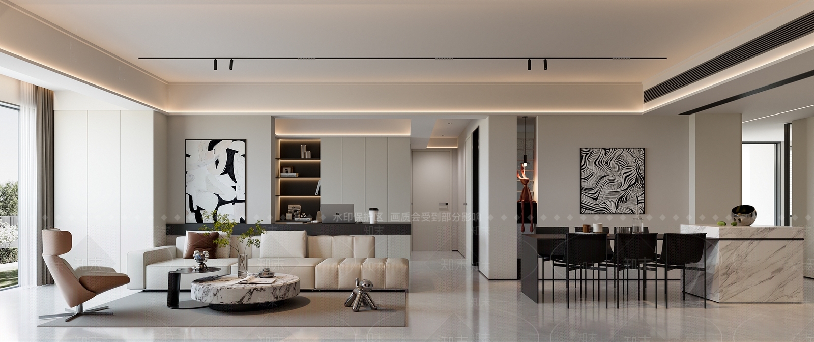 现代简约客餐厅3D模型下载【ID:1201643887】