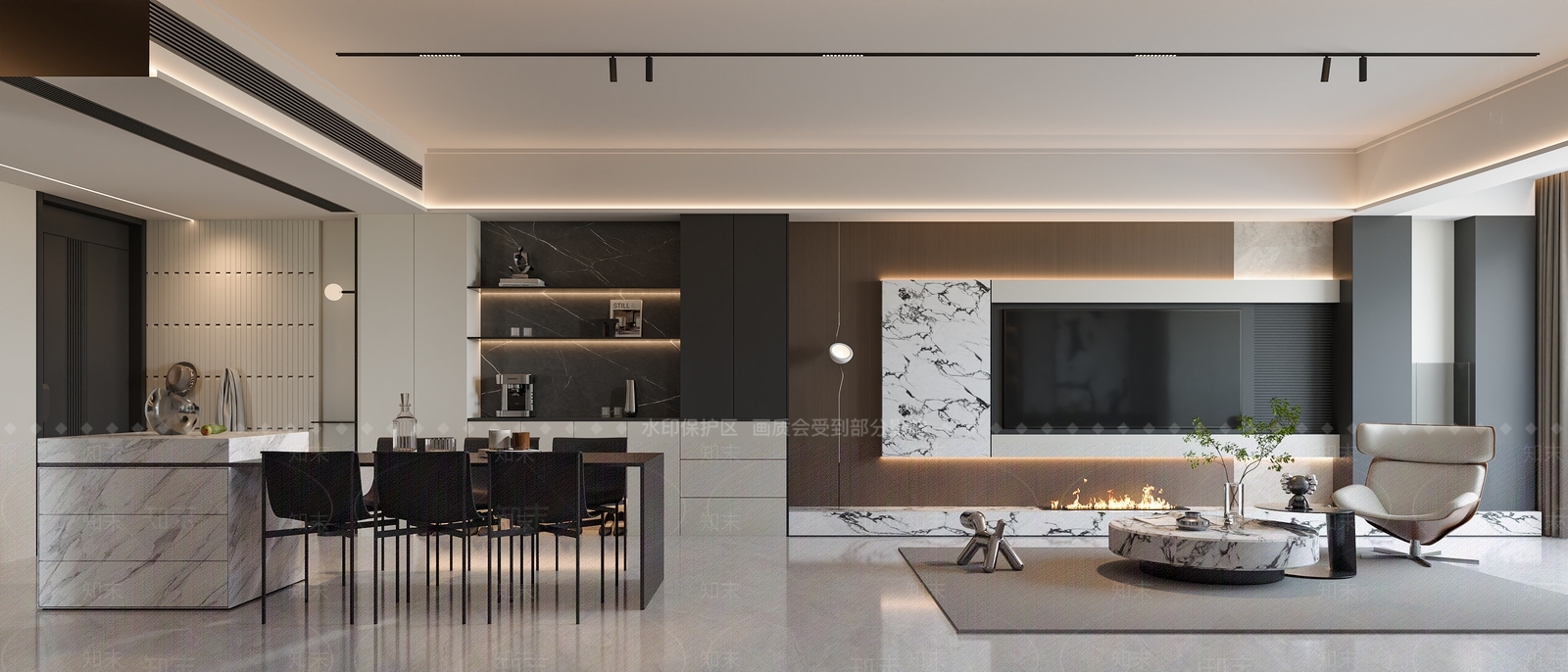 现代简约客餐厅3D模型下载【ID:1201643960】