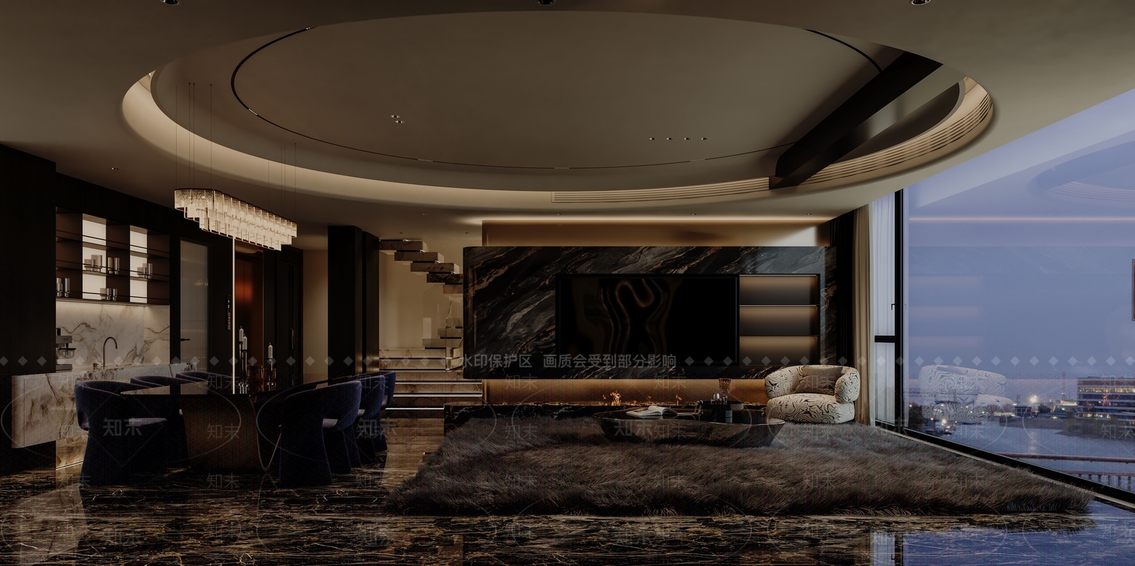 意式轻奢电视背景墙3D模型下载【ID:1201645250】