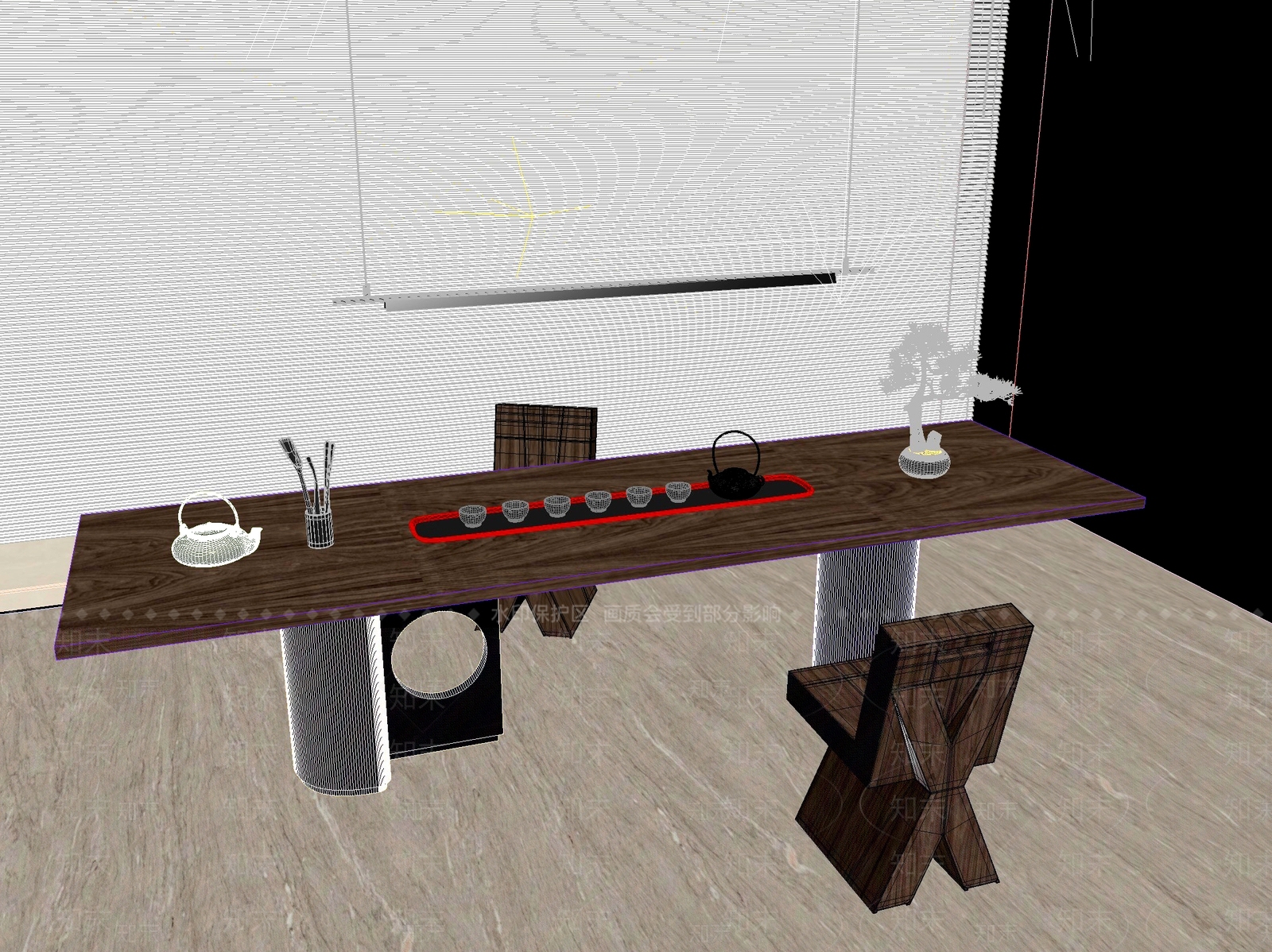 新中式中式茶桌椅3D模型下载【ID:1201644144】
