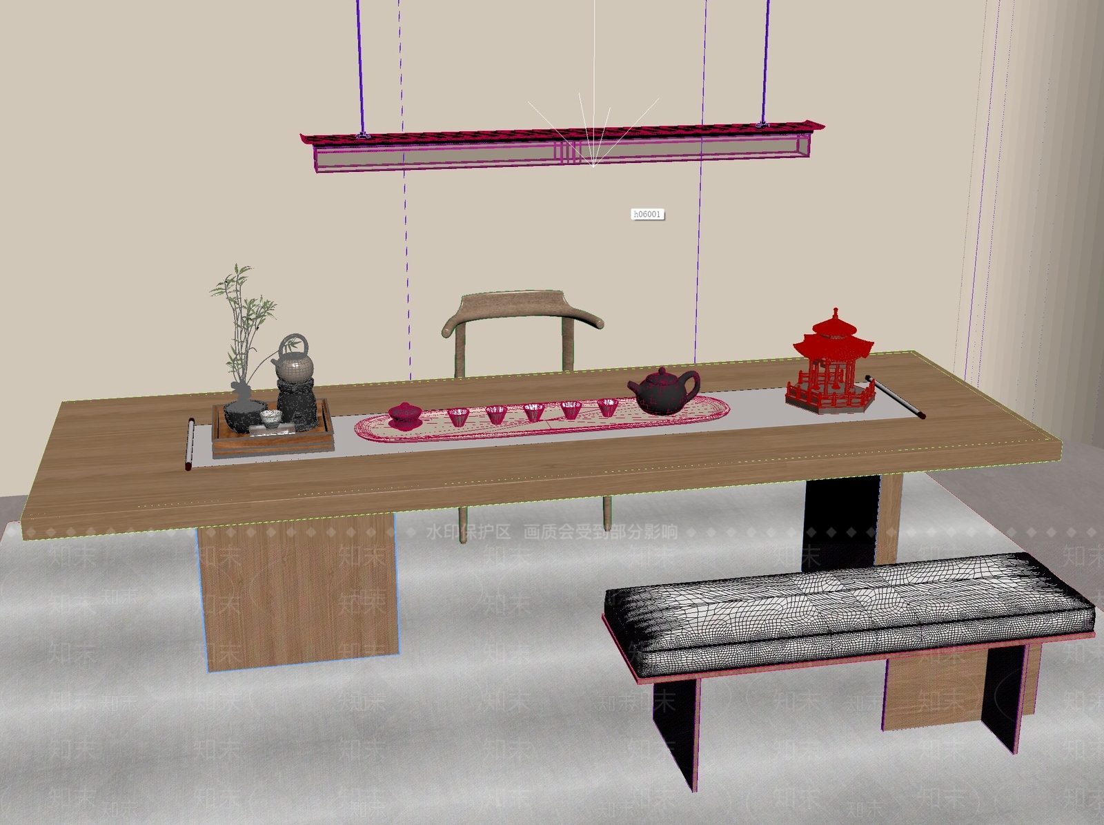 新中式中式茶桌椅3D模型下载【ID:1201644483】