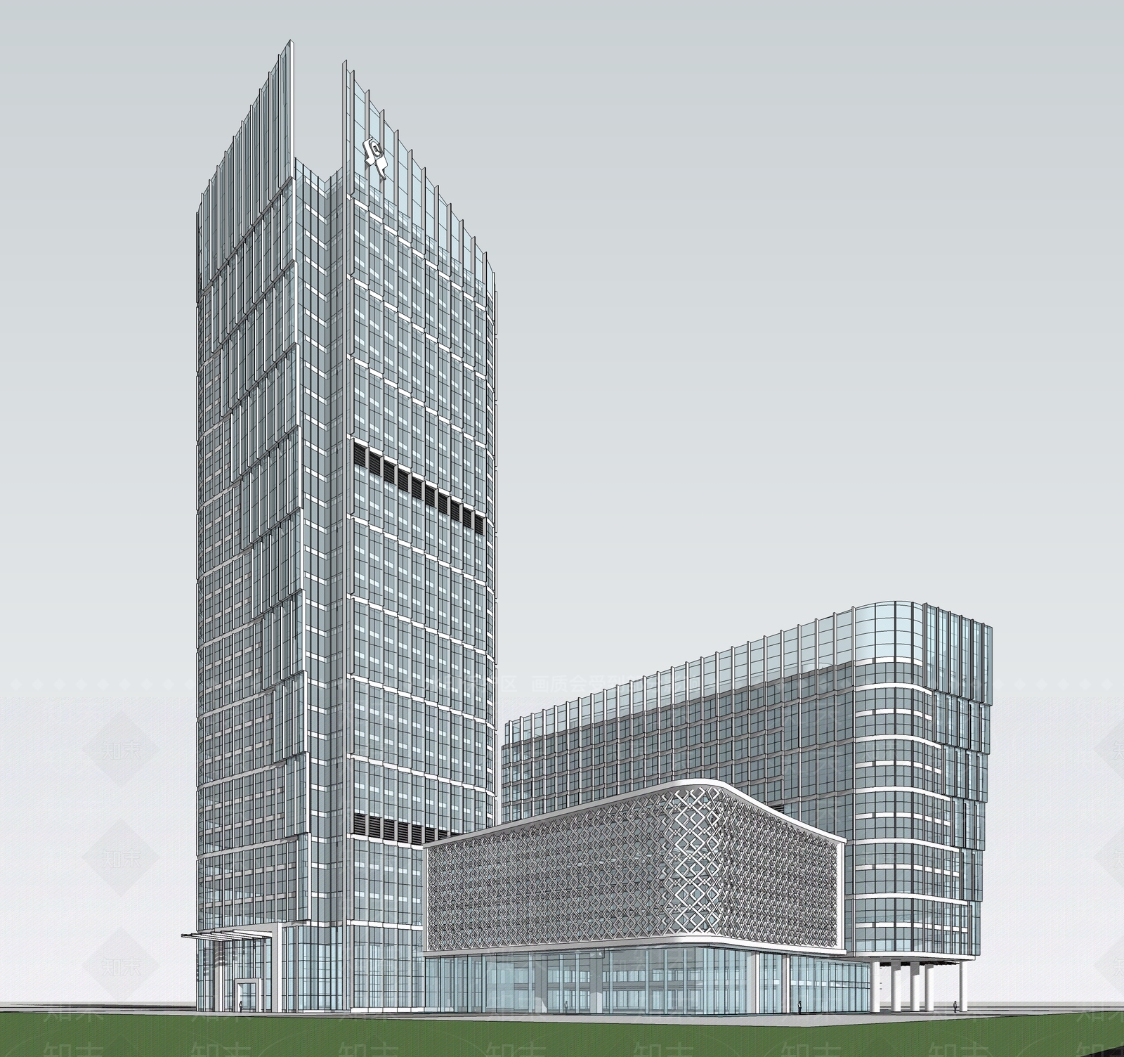 现代银行建筑SU模型下载【ID:1201645281】