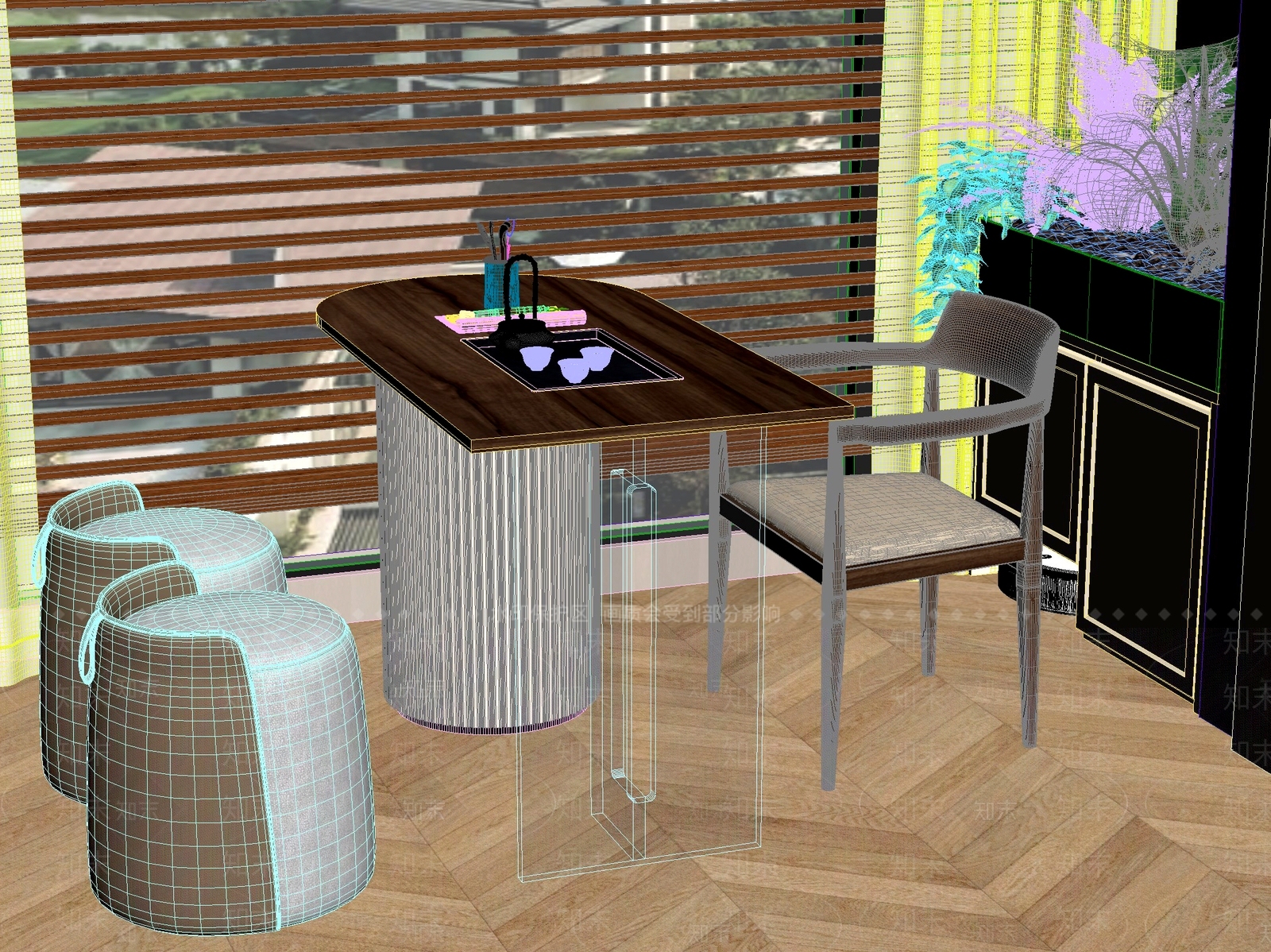 新中式中式茶桌椅3D模型下载【ID:1201646546】