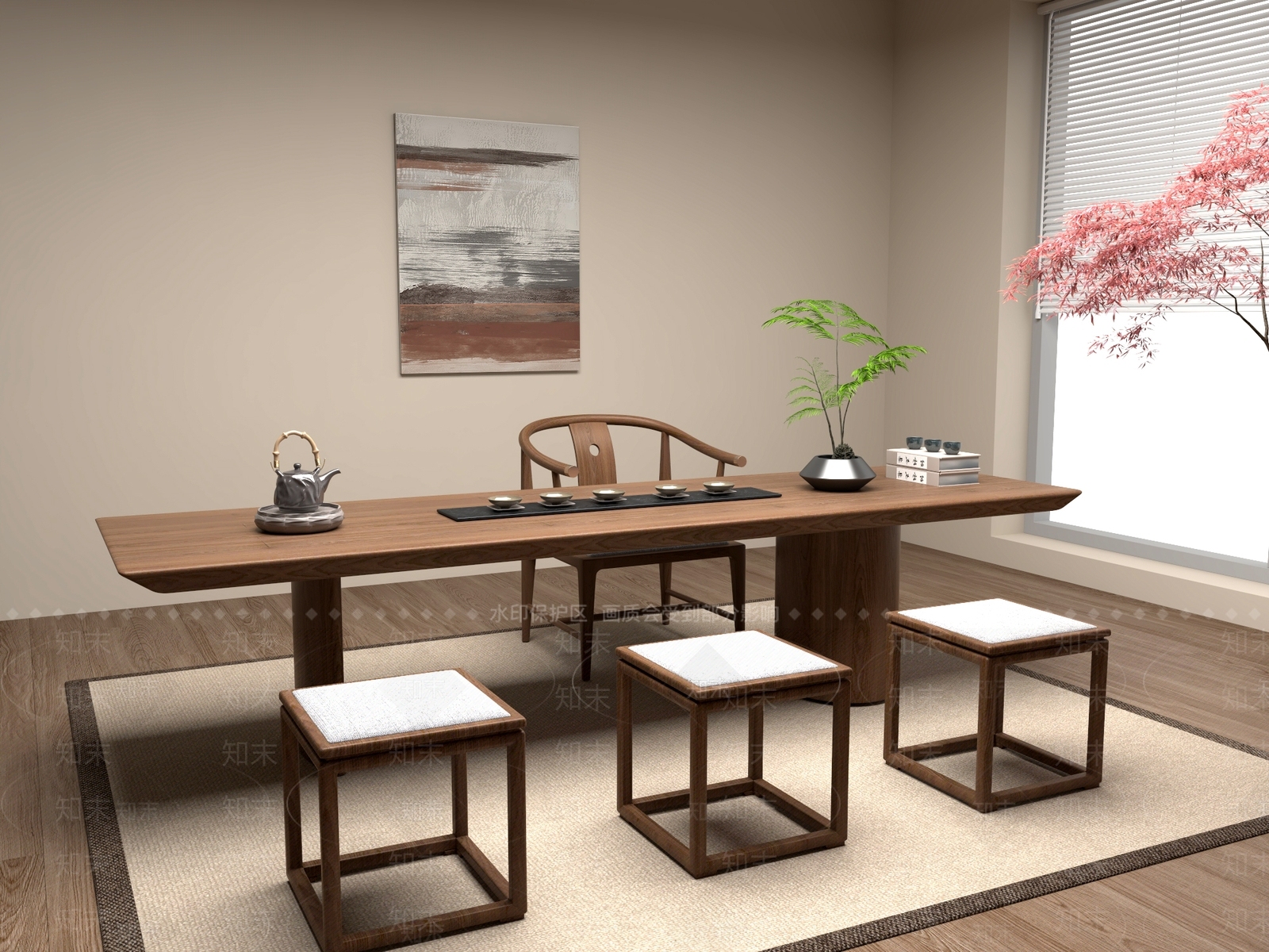 新中式中式茶桌椅3D模型下载【ID:1201647161】