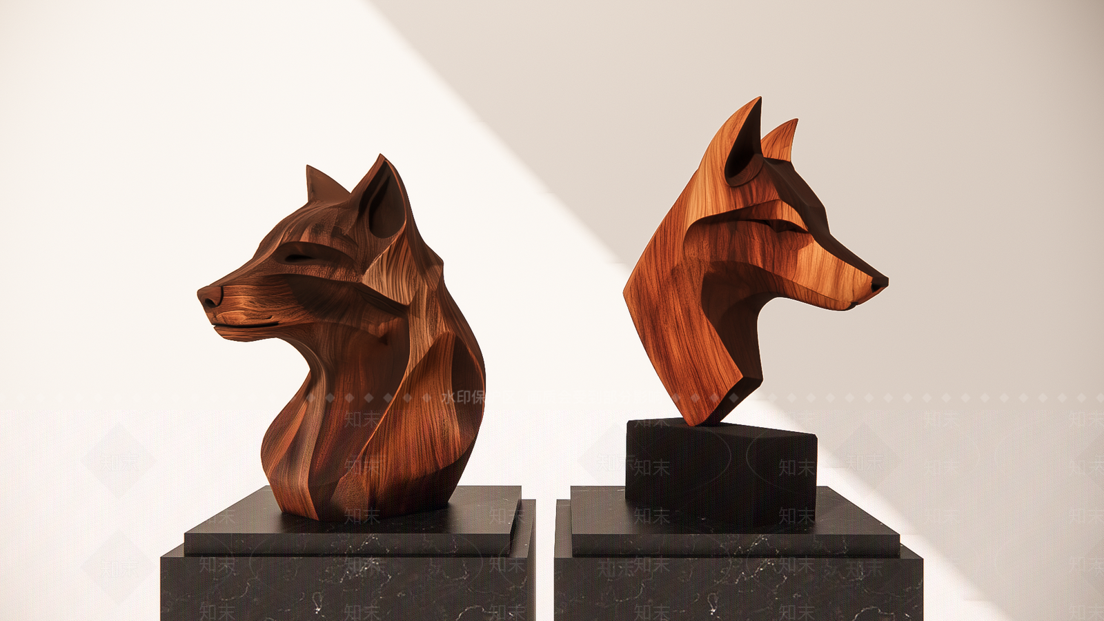 原木简约雕塑摆件SU模型下载【ID:1201648261】