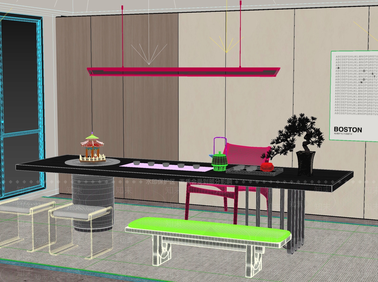 新中式中式茶桌椅3D模型下载【ID:1201651169】