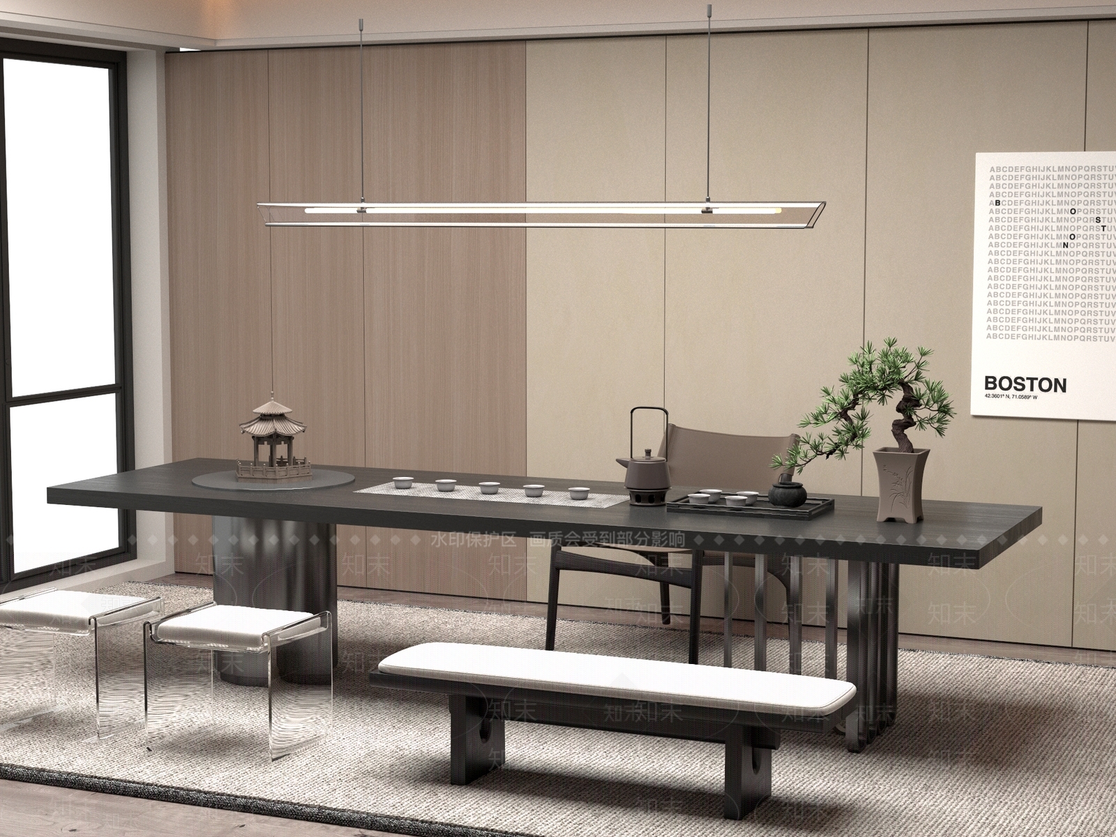 新中式中式茶桌椅3D模型下载【ID:1201651169】