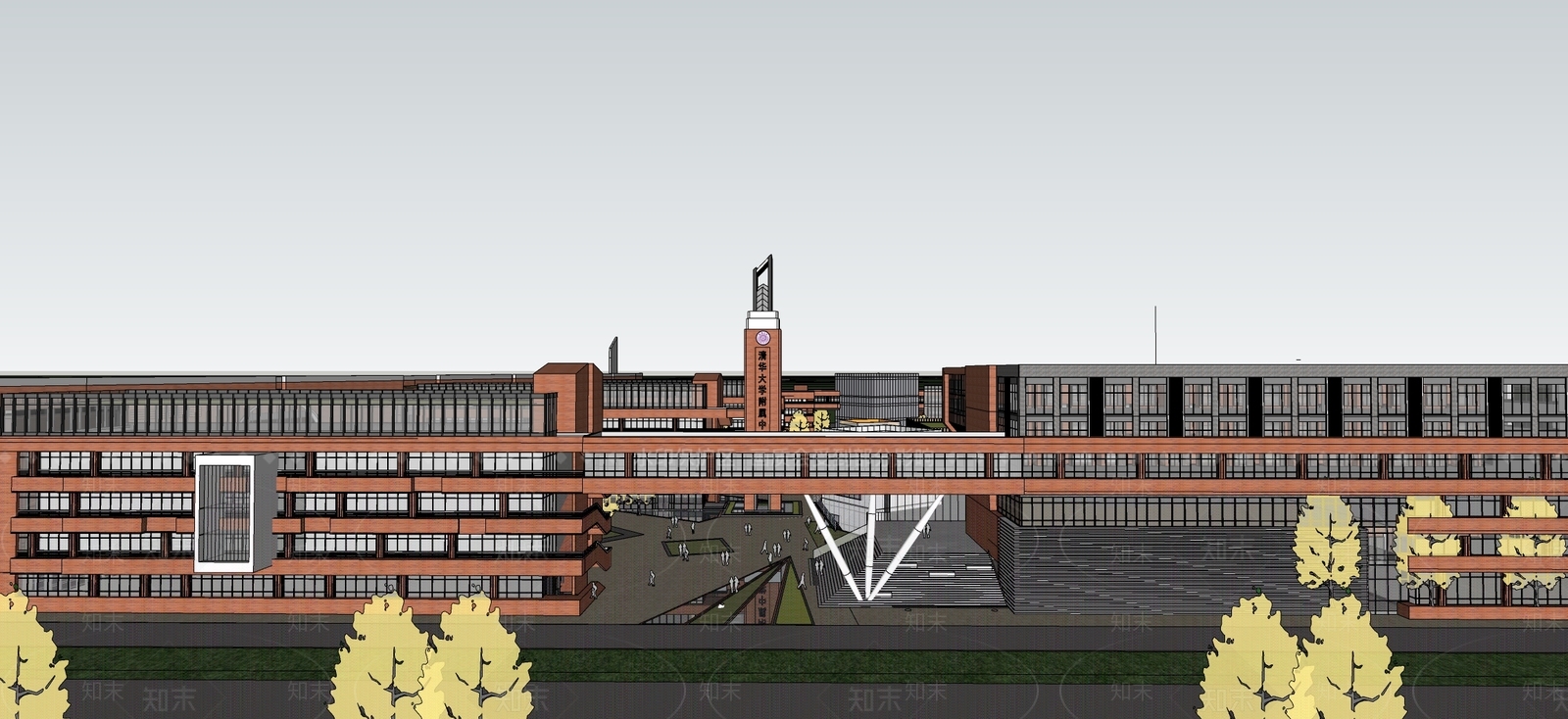 现代轻奢学校建筑SU模型下载【ID:1201651365】