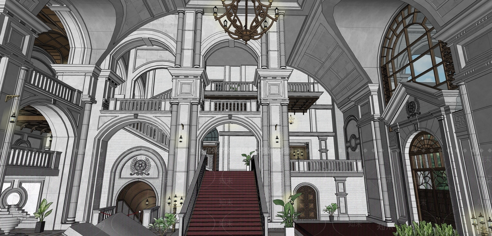 欧式法式古建筑SU模型下载【ID:1201651792】