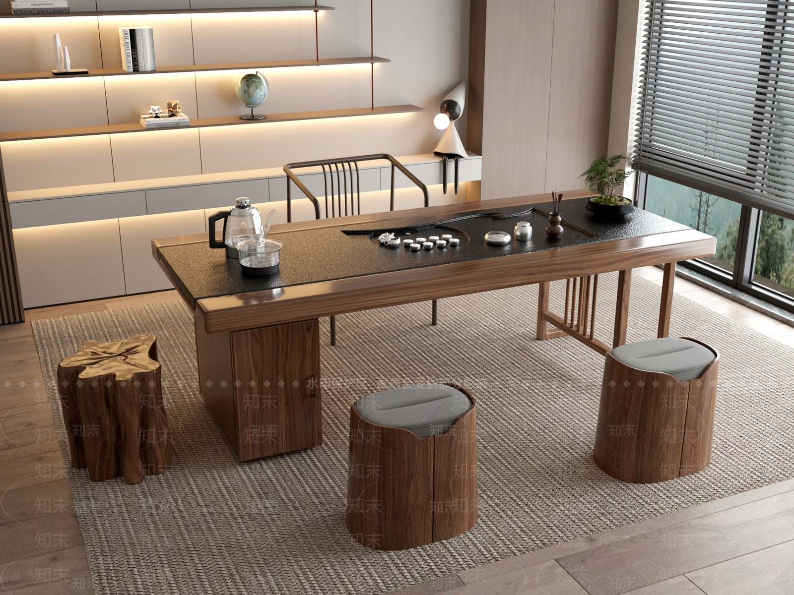 新中式中式茶桌椅3D模型下载【ID:1201651688】