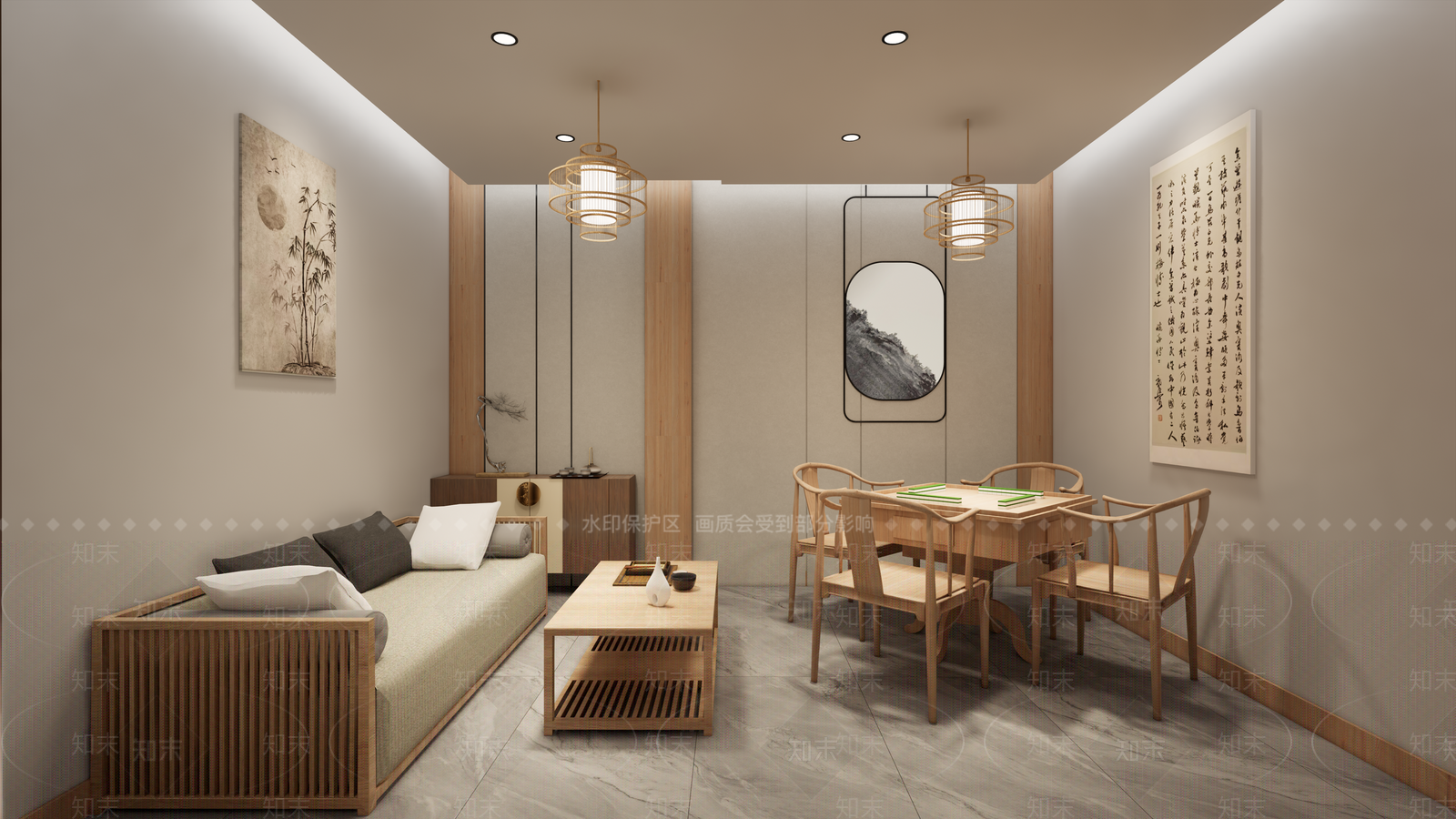 新中式茶餐厅SU模型下载【ID:1201652177】