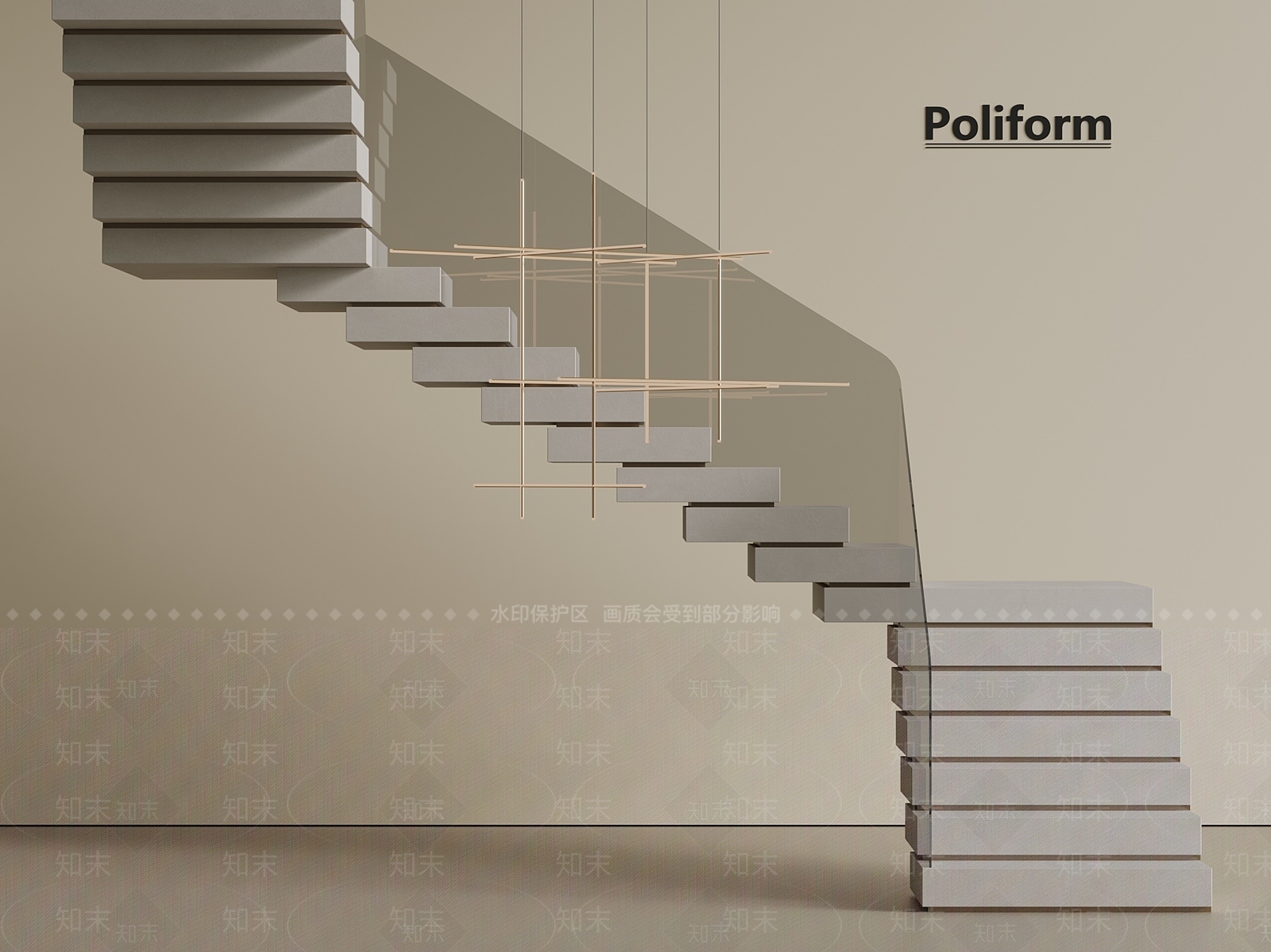 意式轻奢楼梯3D模型下载【ID:1201652166】
