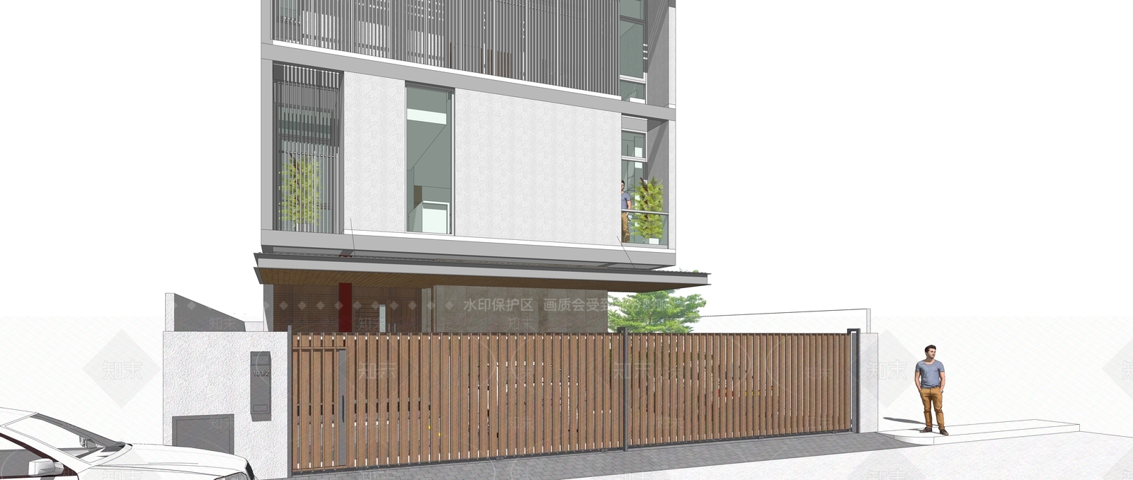 现代极简民宿建筑SU模型下载【ID:1201652453】