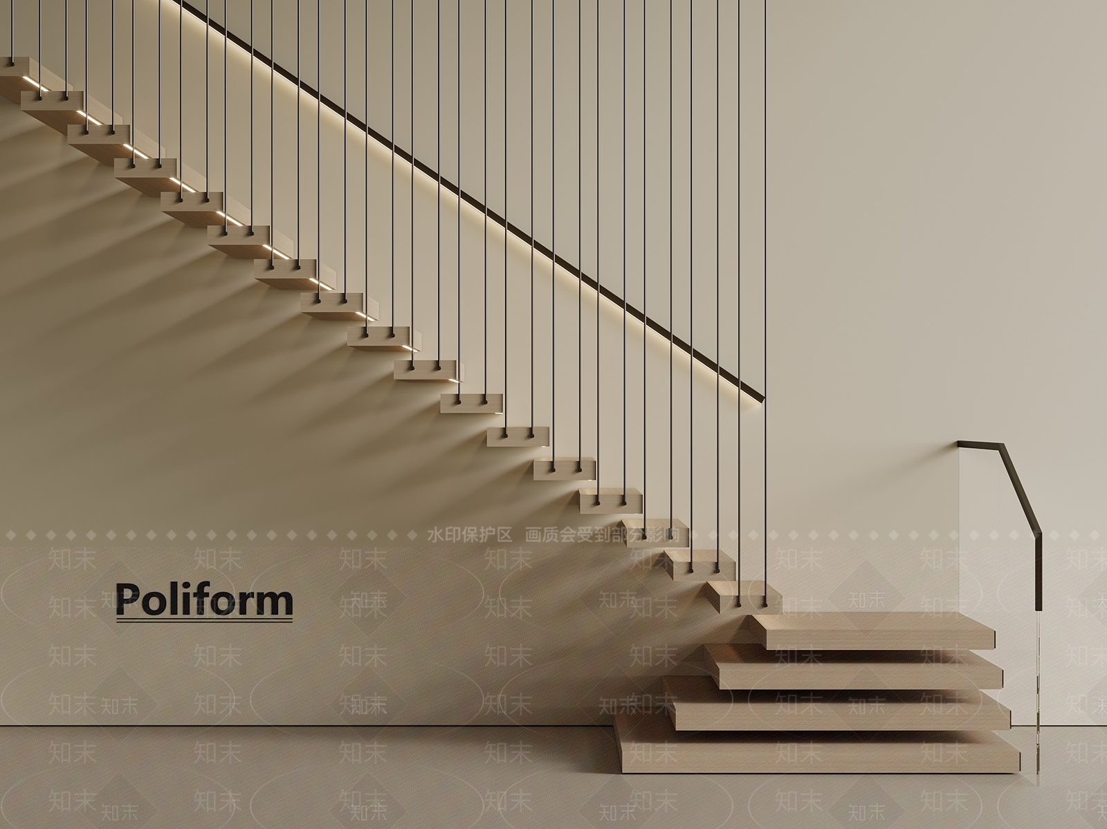 意式轻奢双跑楼梯3D模型下载【ID:1201652508】