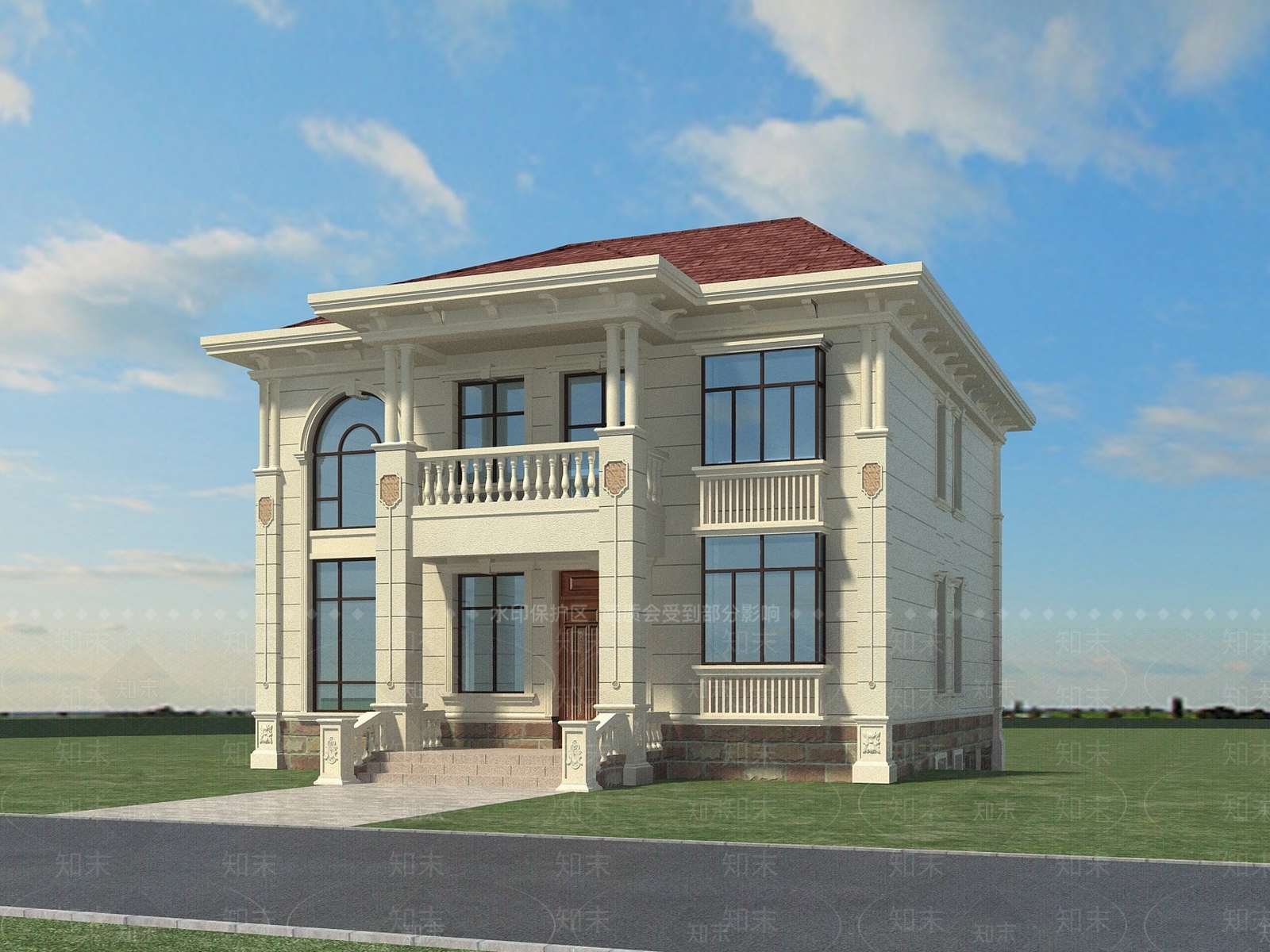 现代欧式别墅外观3D模型下载【ID:1201653357】