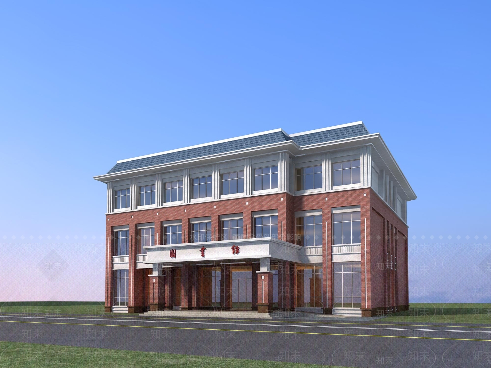 现代简欧图书馆3D模型下载【ID:1201653577】