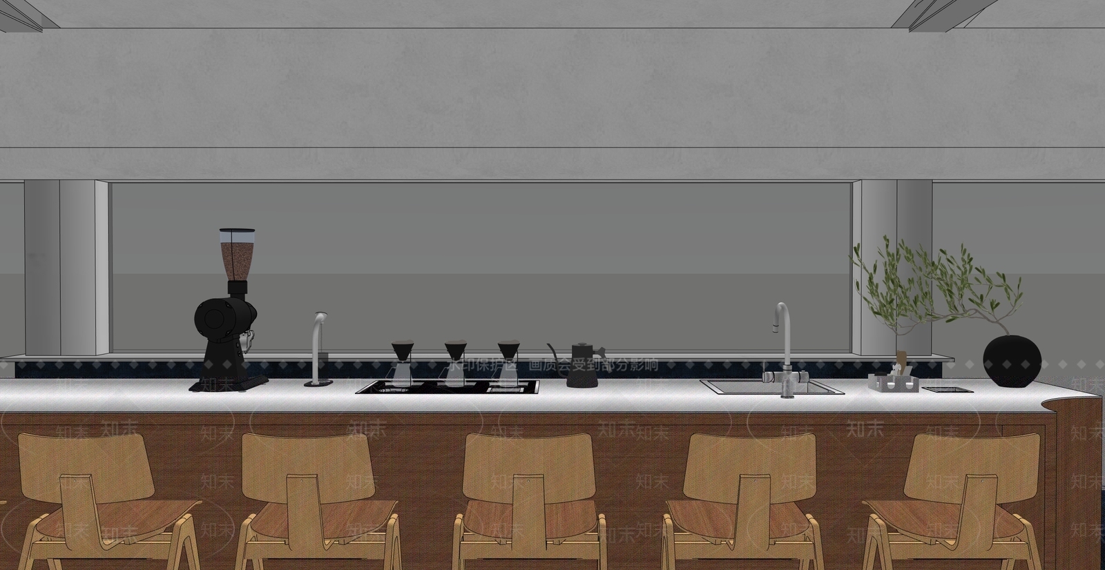 现代咖啡厅SU模型下载【ID:1201654953】