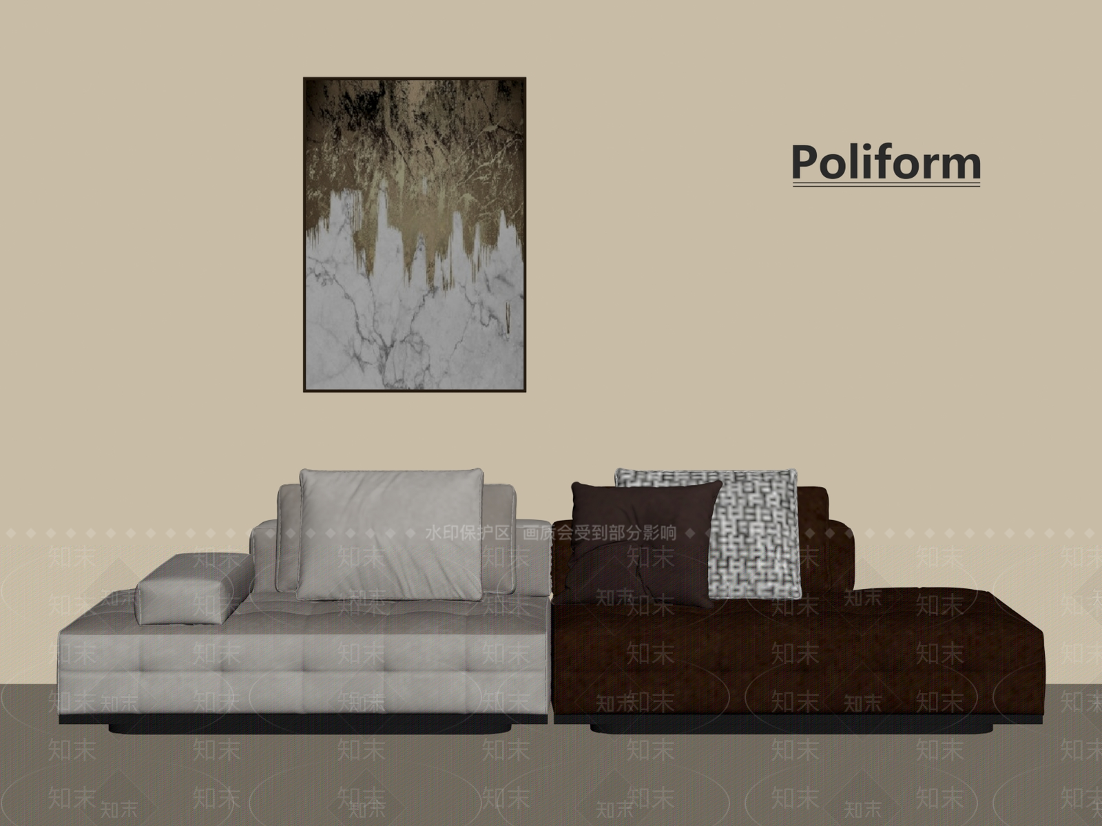 轻奢意式多人沙发SU模型下载【ID:1201655325】