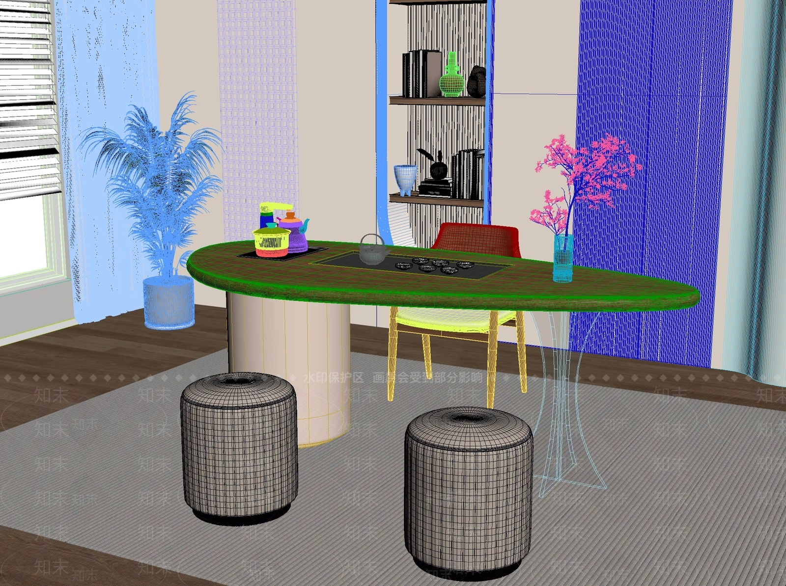 新中式中式茶桌椅3D模型下载【ID:1201657122】