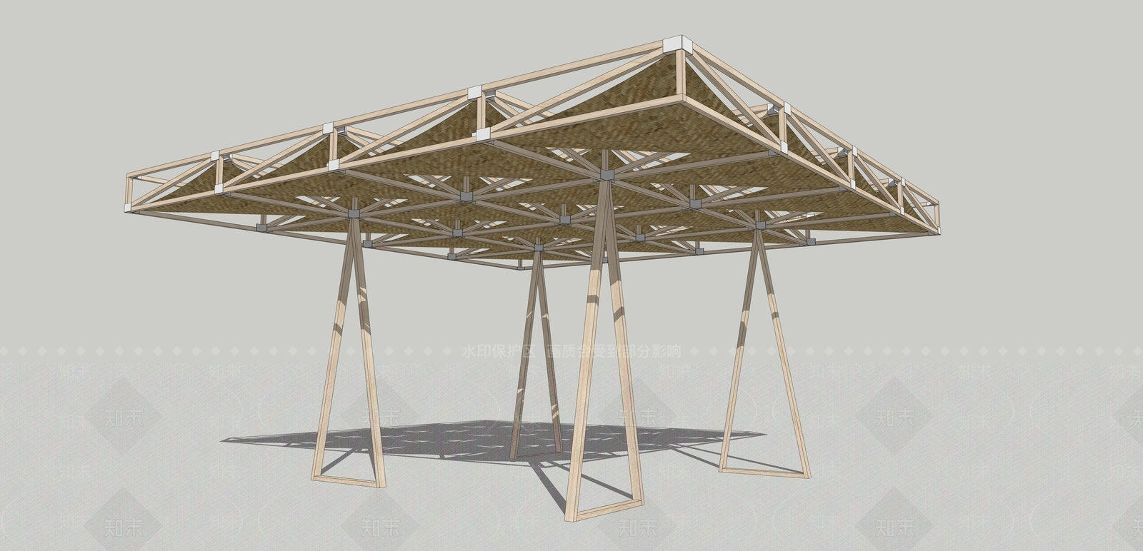 新中式原木亭子SU模型下载【ID:1201664769】