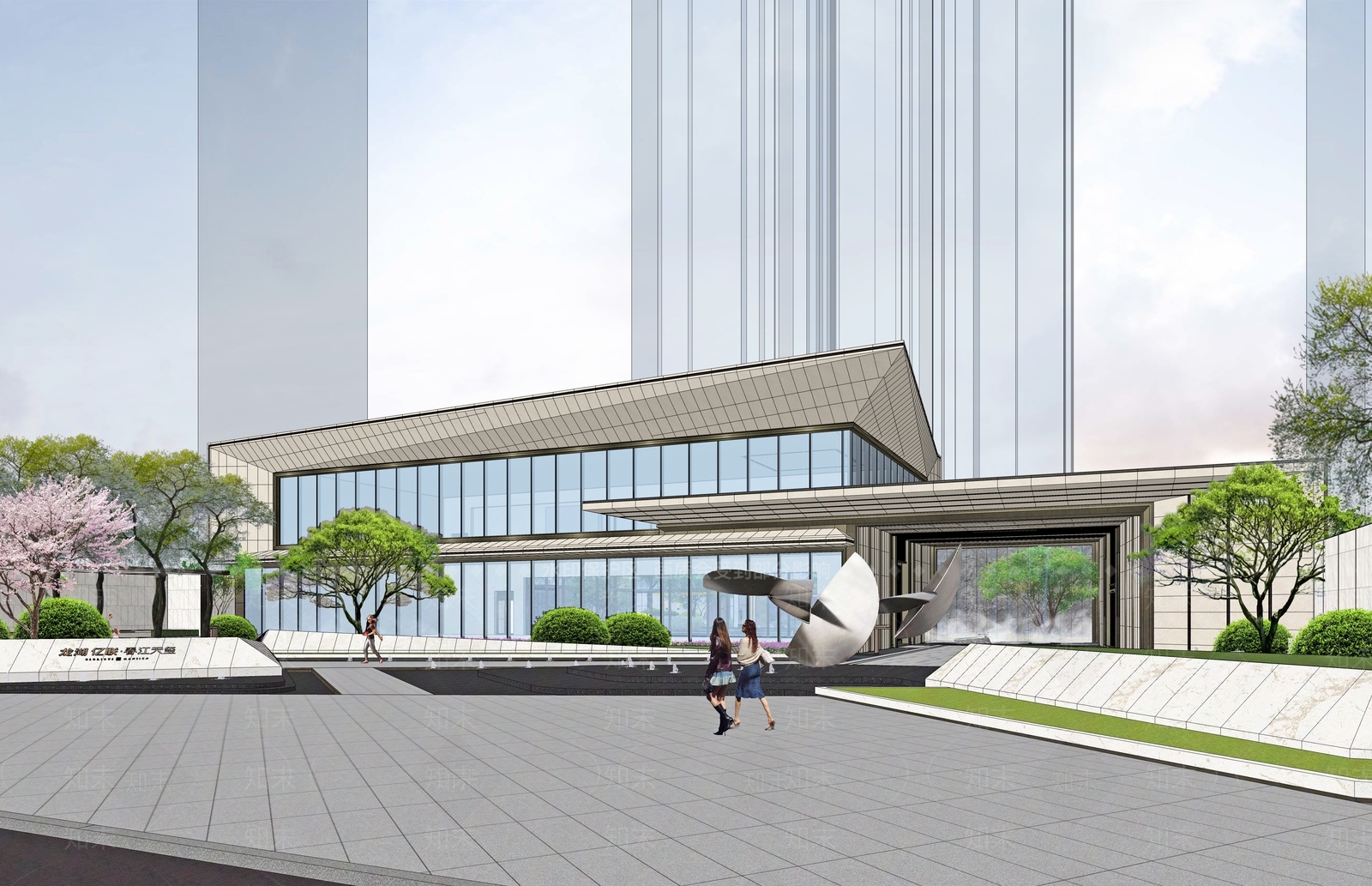 现代售楼处建筑SU模型下载【ID:1201666102】