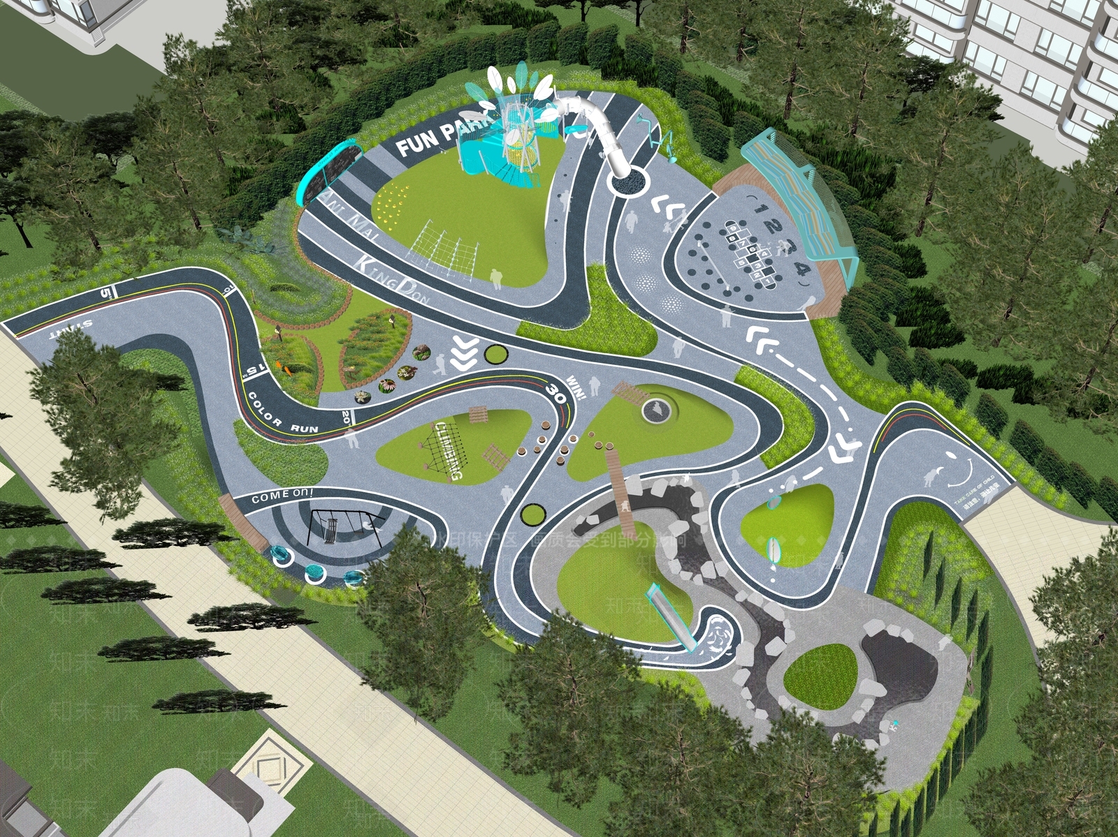 现代景观公园SU模型下载【ID:1201666383】