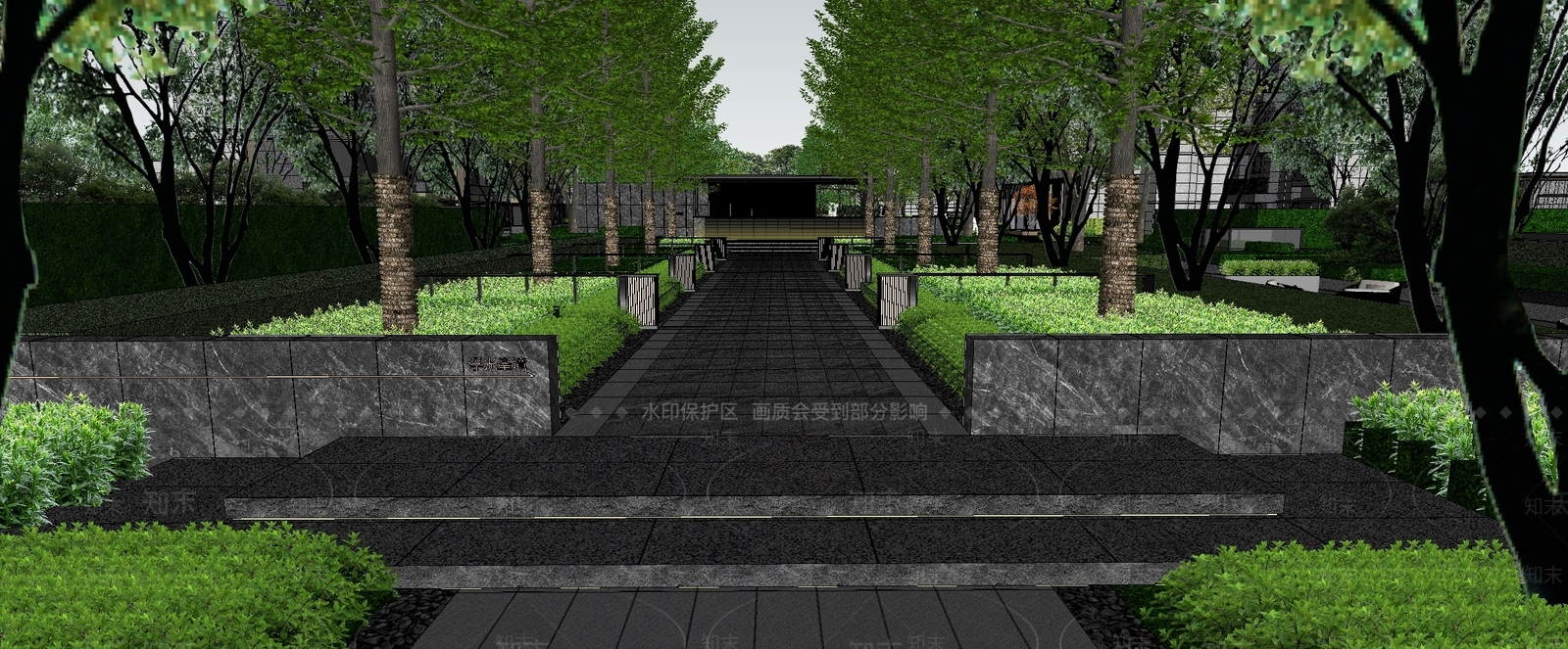 现代小区景观SU模型下载【ID:1201666871】