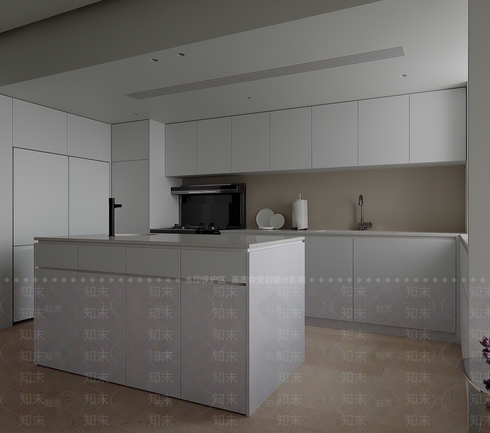 现代极简开放式厨房3D模型下载【ID:1201667311】