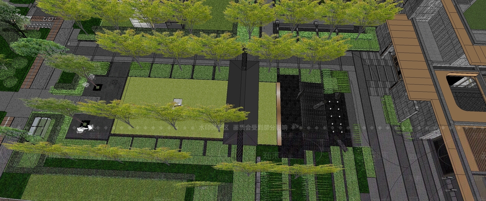 现代小区景观SU模型下载【ID:1201667131】