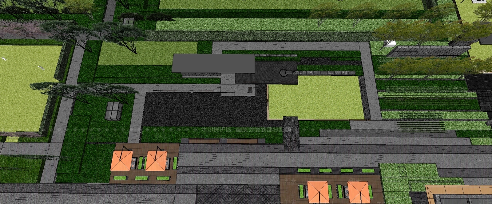 现代小区景观SU模型下载【ID:1201667123】