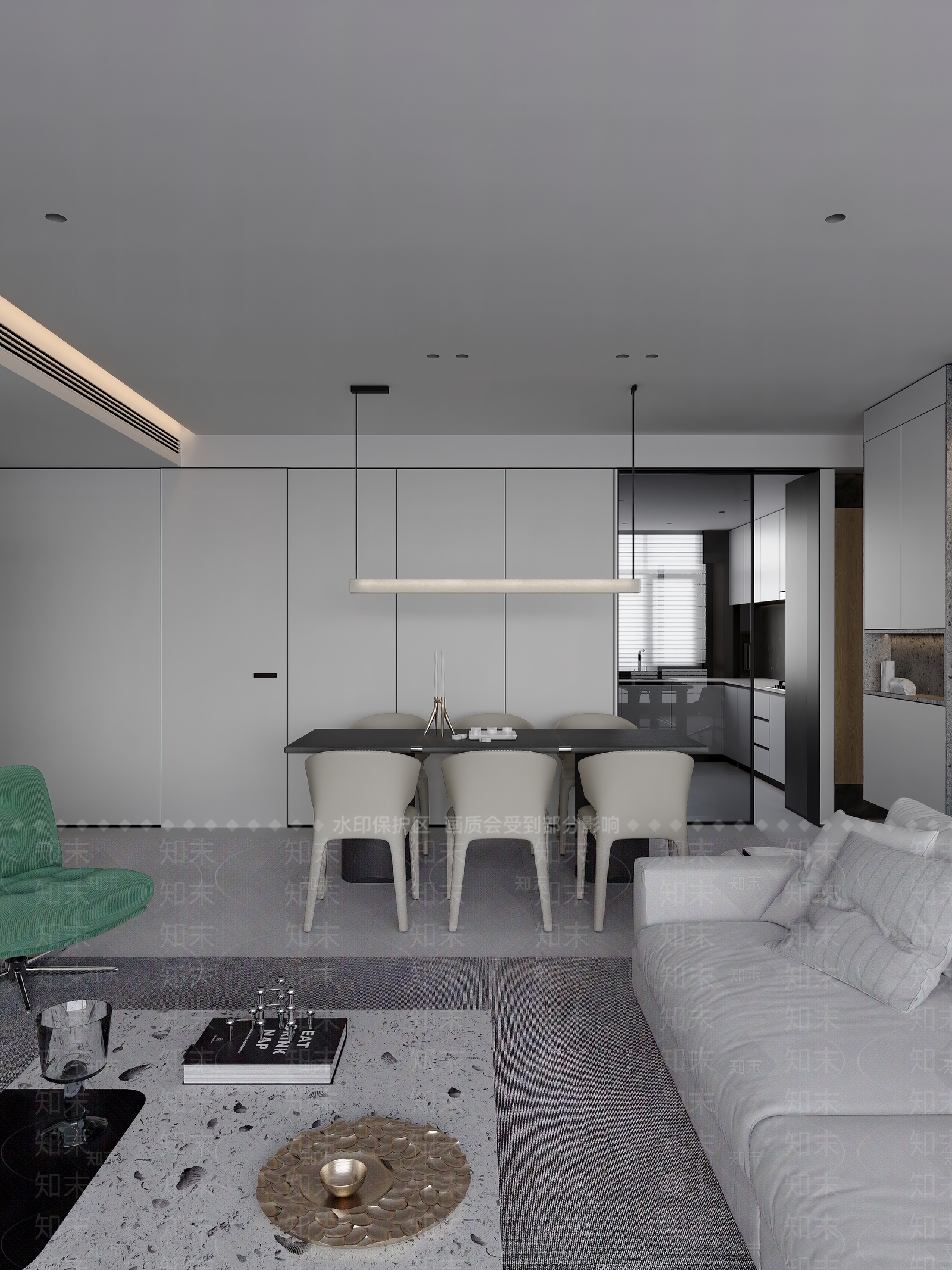 现代极简家居餐厅3D模型下载【ID:1201669021】