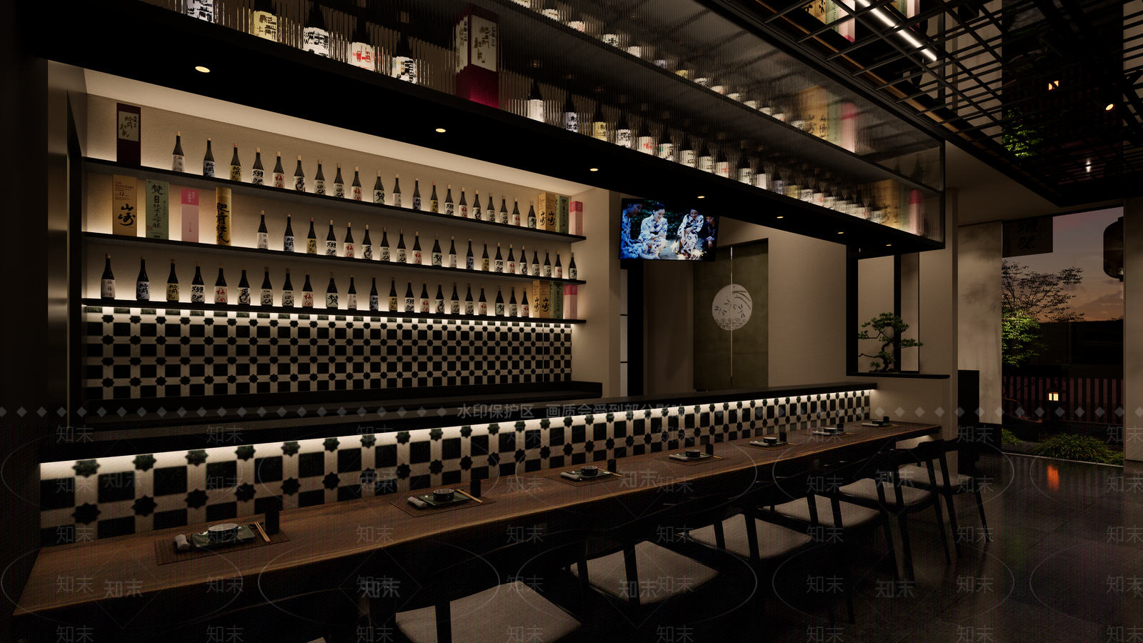 日式侘寂日料店SU模型下载【ID:1201668903】