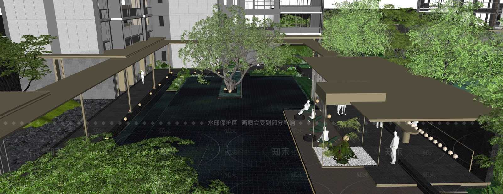现代小区建筑SU模型下载【ID:1201670682】