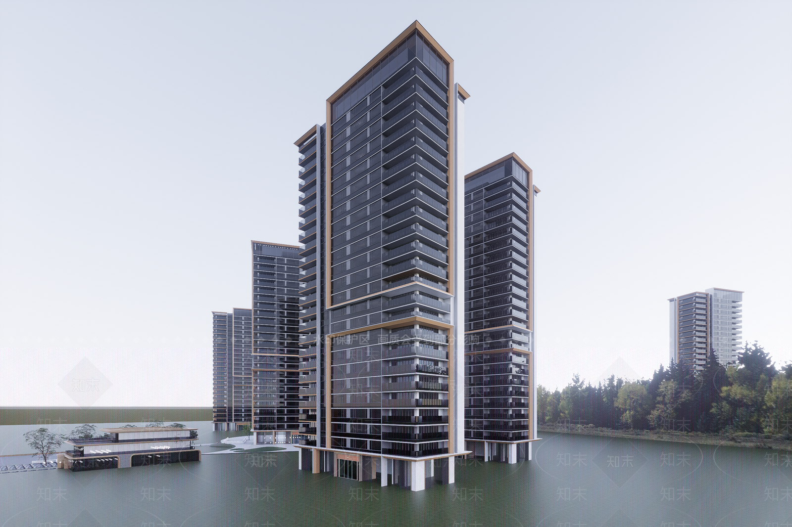 现代小区建筑SU模型下载【ID:1201670739】